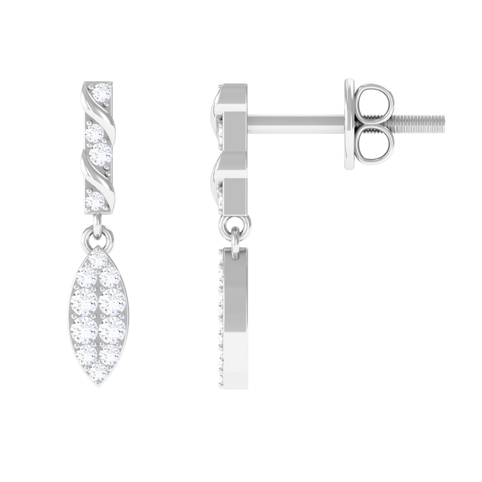 Certified Moissanite Leaf Dangle Drop Earrings D-VS1 - Rosec Jewels