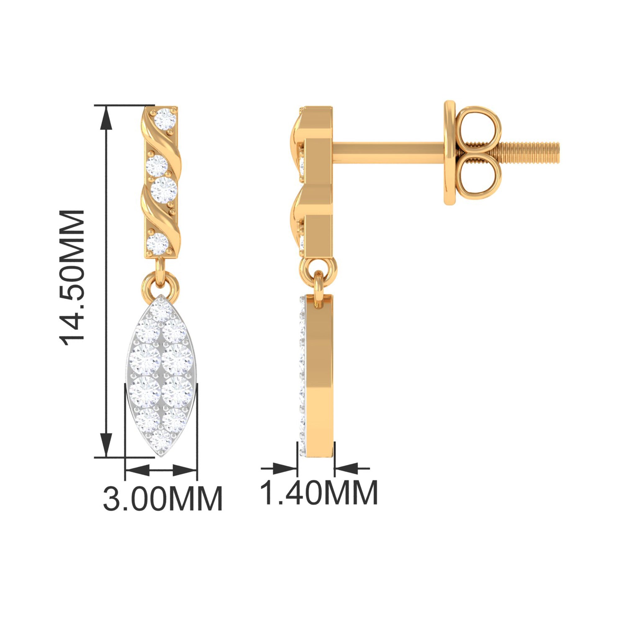 Certified Moissanite Leaf Dangle Drop Earrings D-VS1 - Rosec Jewels