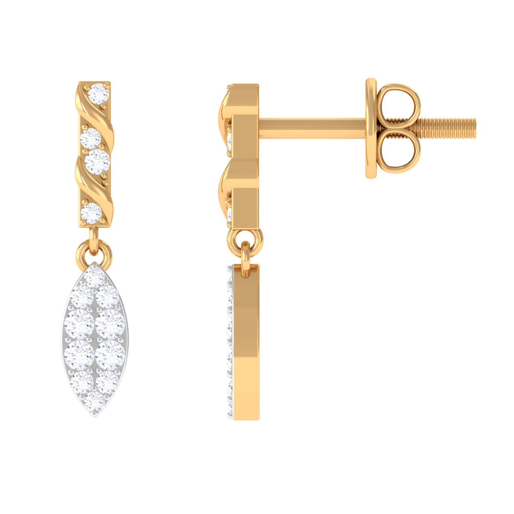 Certified Moissanite Leaf Dangle Drop Earrings D-VS1 - Rosec Jewels