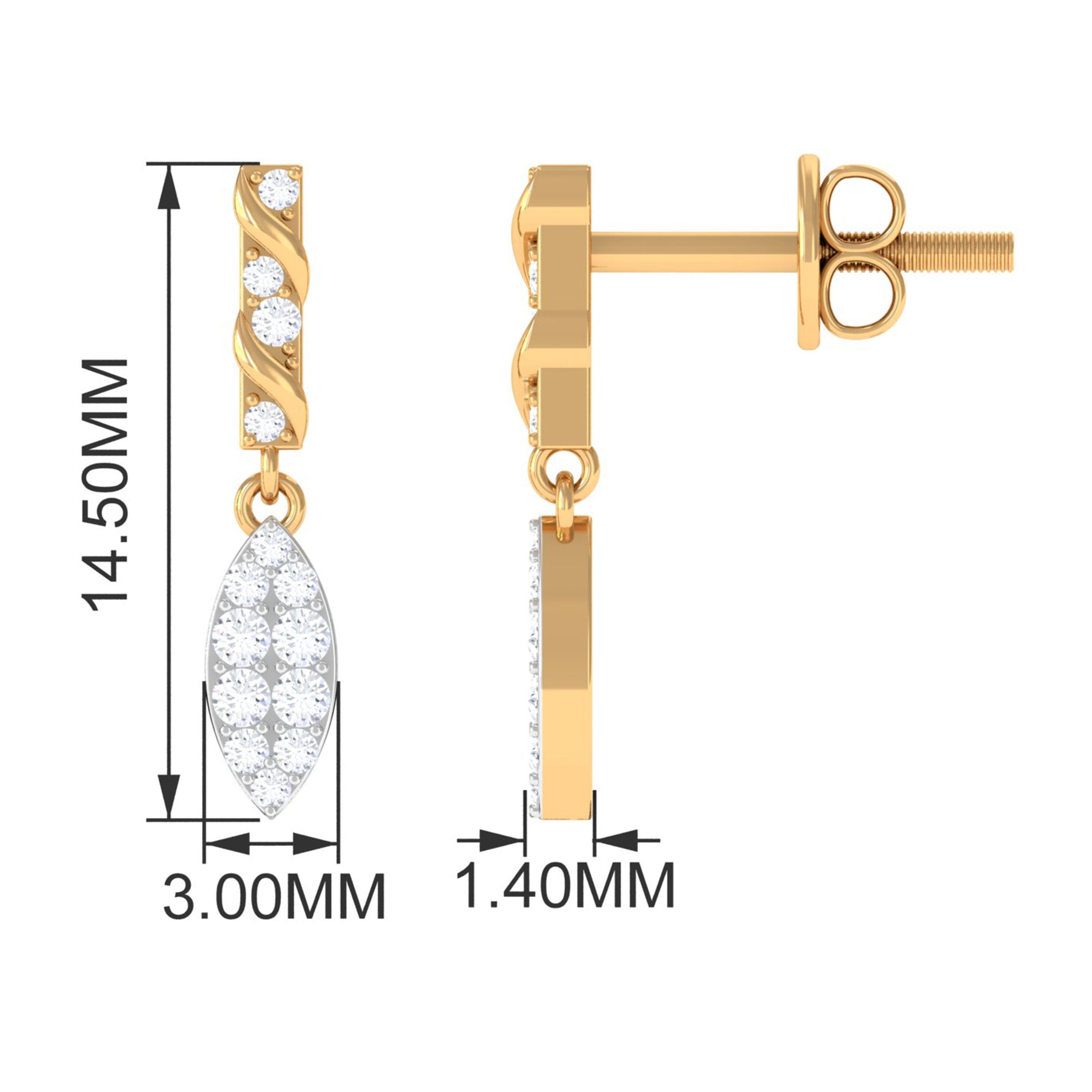 Certified Moissanite Leaf Dangle Drop Earrings D-VS1 - Rosec Jewels