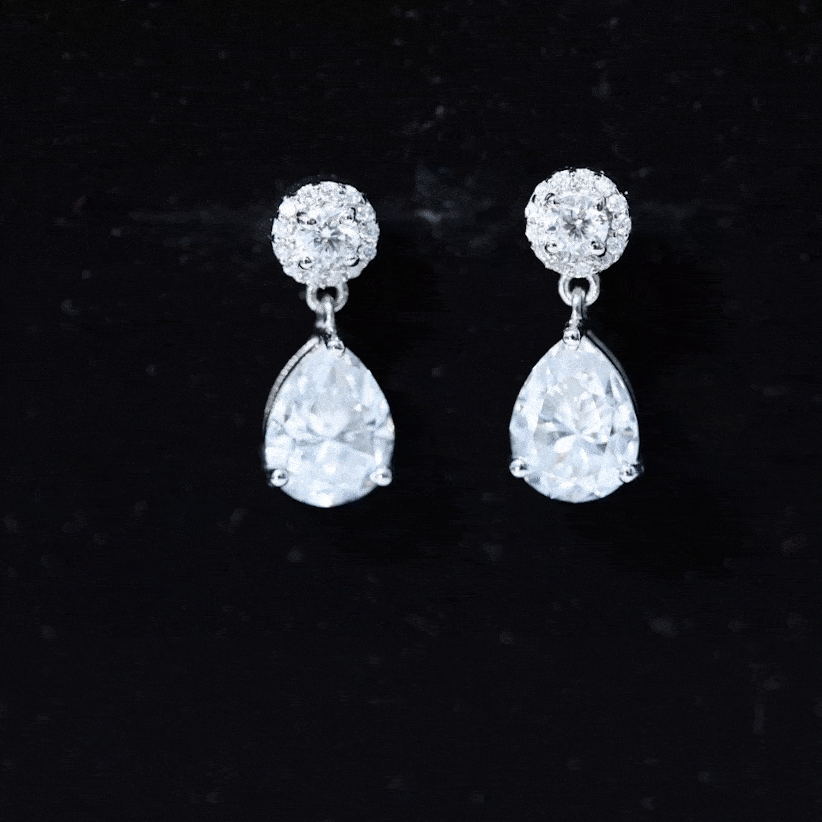 Classic Moissanite Bridal Drop Earrings D-VS1 - Rosec Jewels