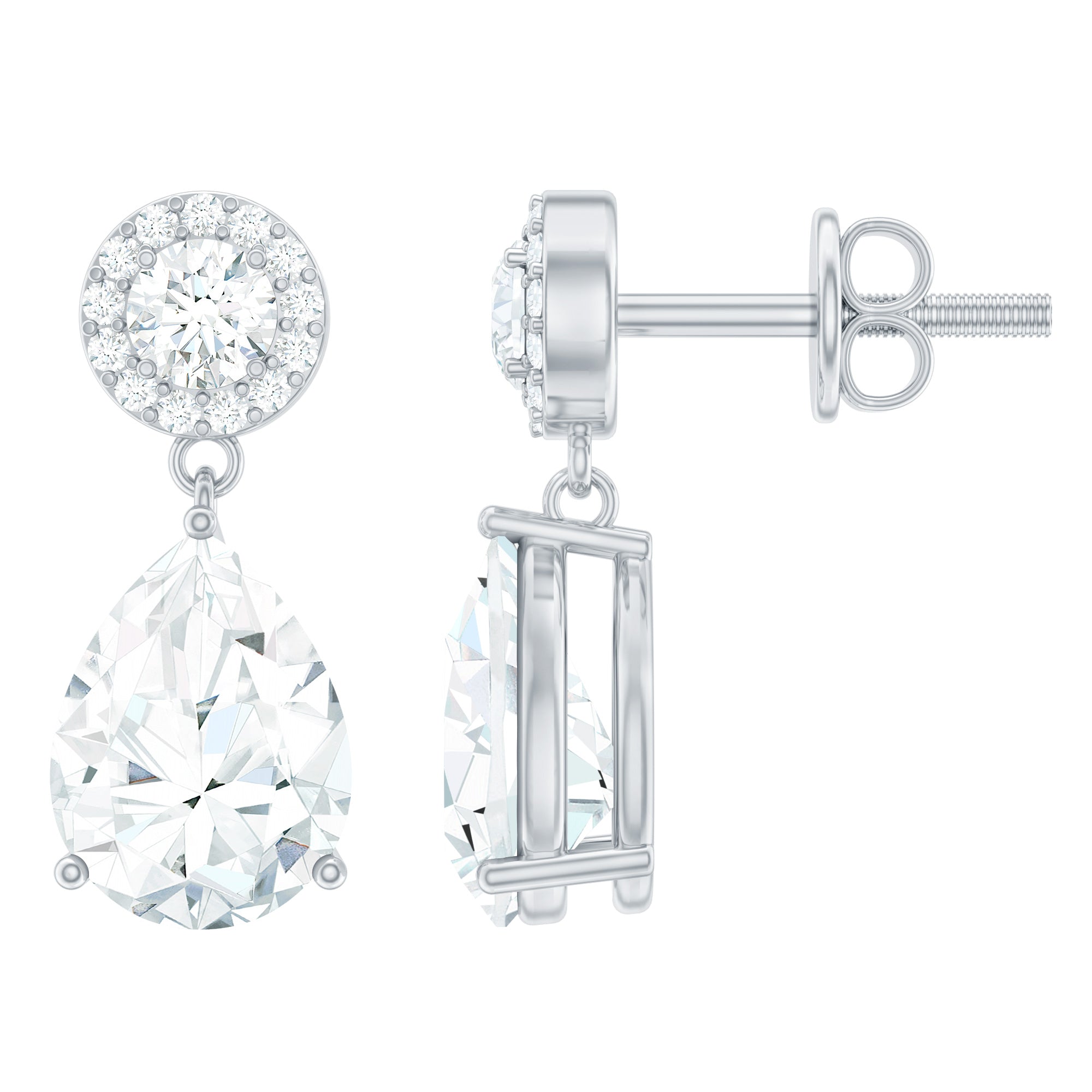 Classic Moissanite Bridal Drop Earrings D-VS1 - Rosec Jewels