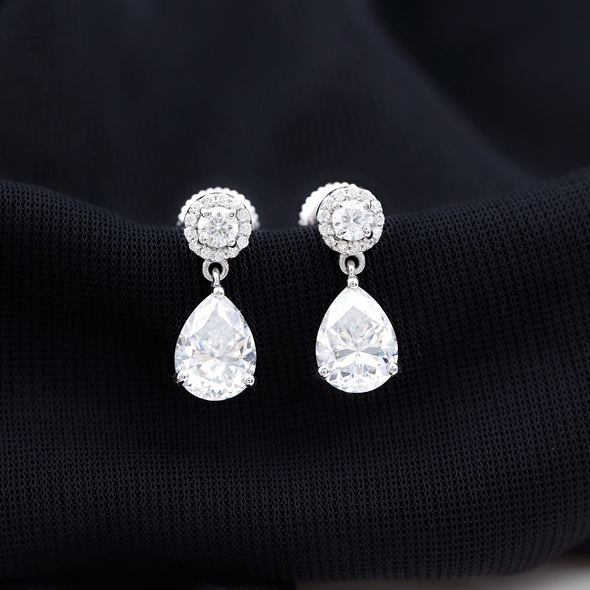 Classic Moissanite Bridal Drop Earrings D-VS1 - Rosec Jewels