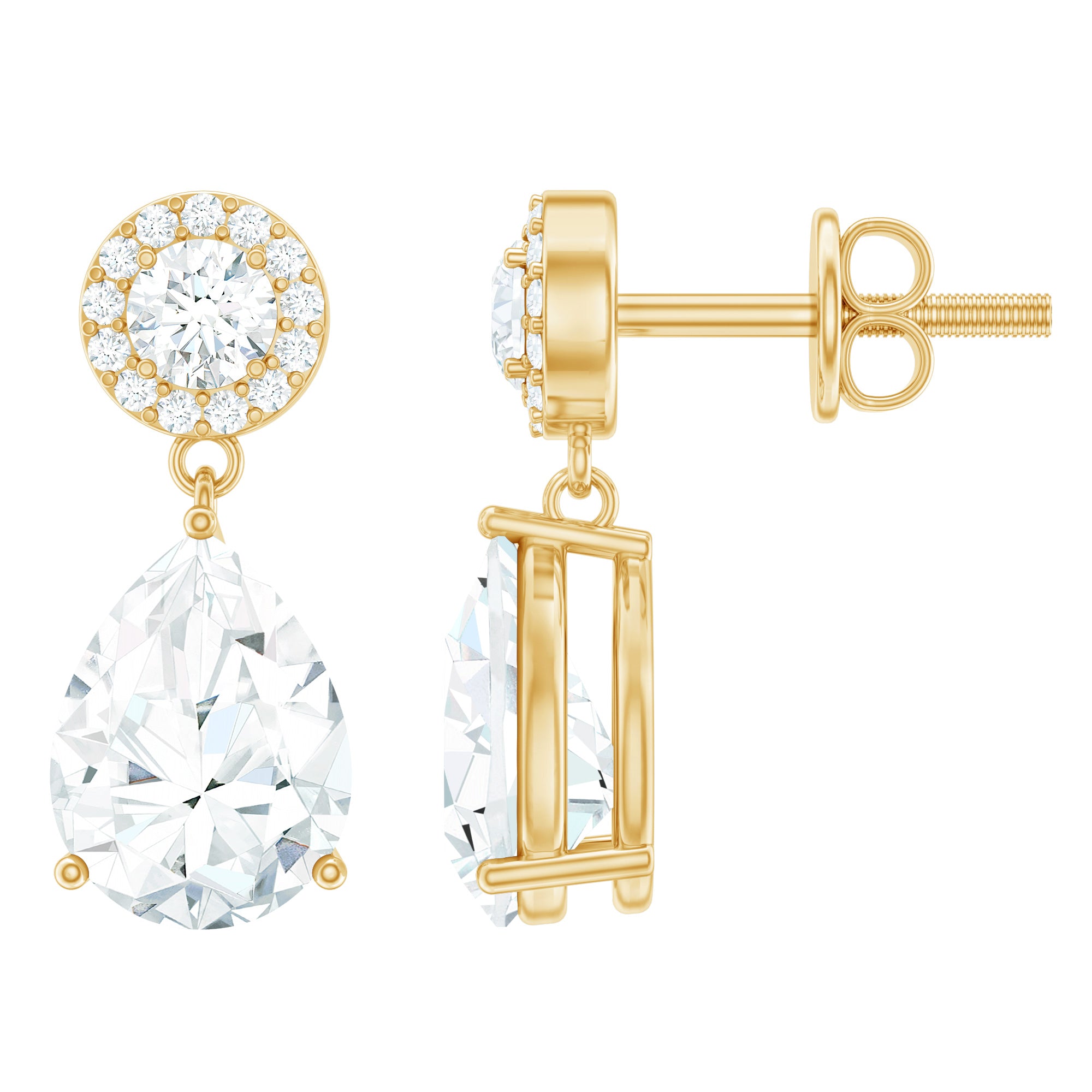 Classic Moissanite Bridal Drop Earrings D-VS1 - Rosec Jewels