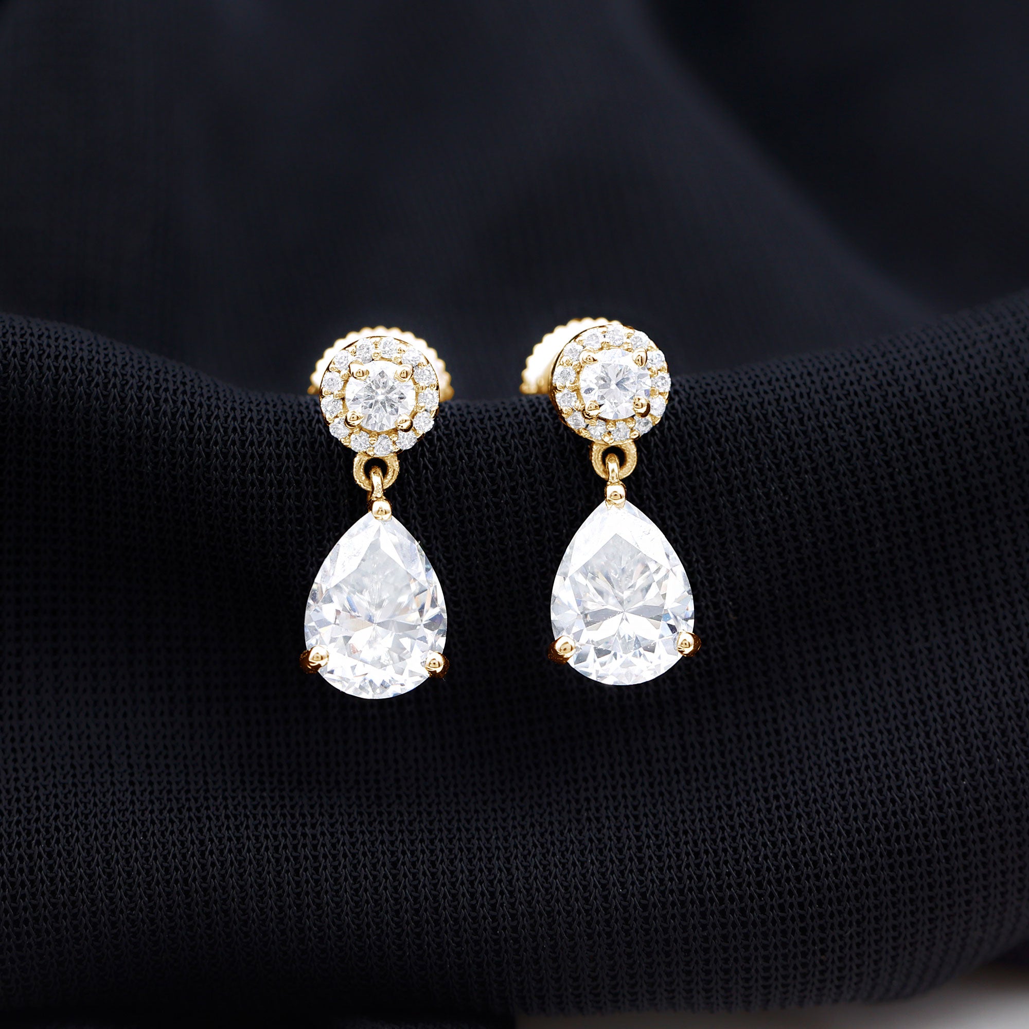 Classic Moissanite Bridal Drop Earrings D-VS1 - Rosec Jewels