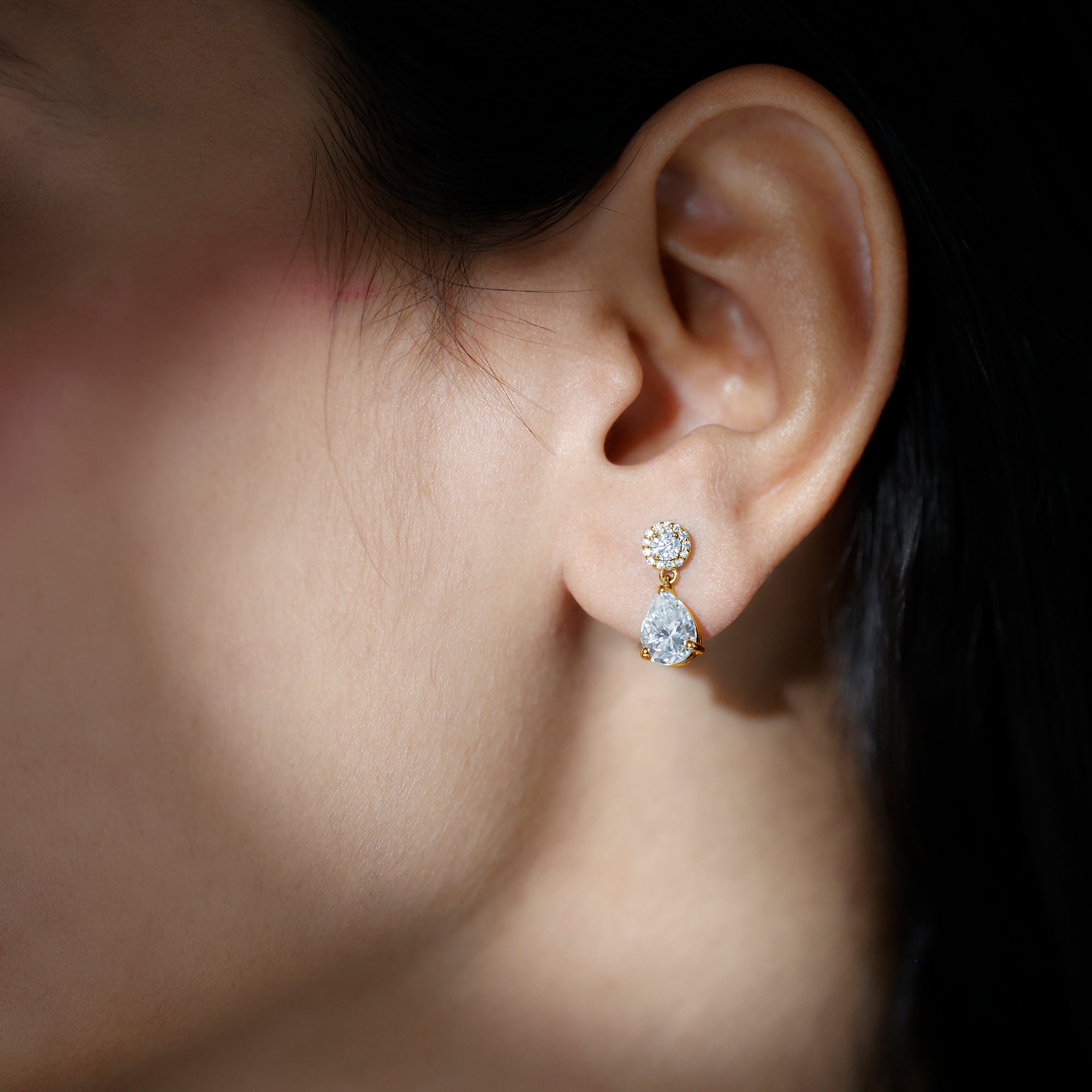 Classic Moissanite Bridal Drop Earrings D-VS1 - Rosec Jewels