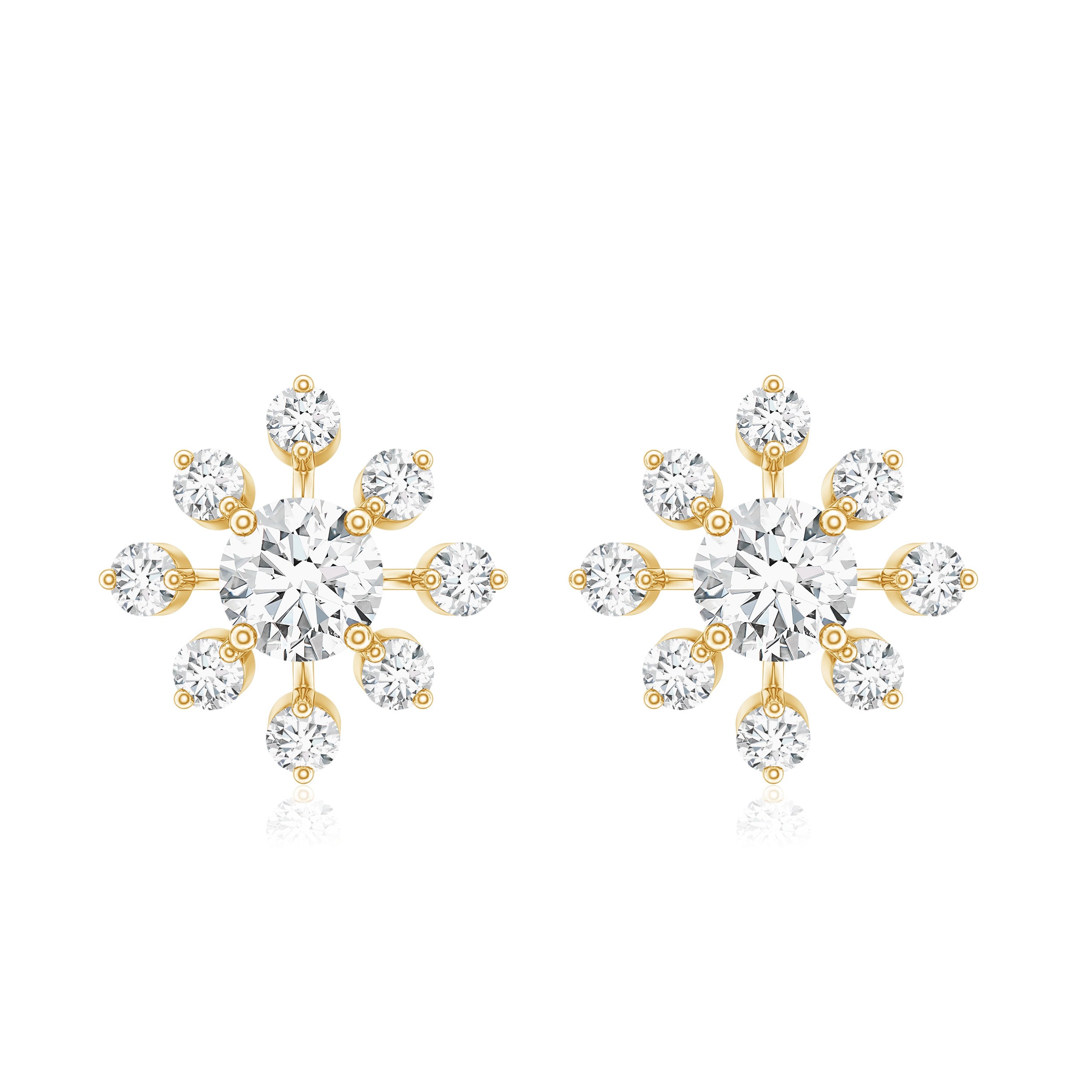 Certified Lab Grown Diamond Snowflake Stud Earrings Lab - ( EF-VS ) - Rosec Jewels