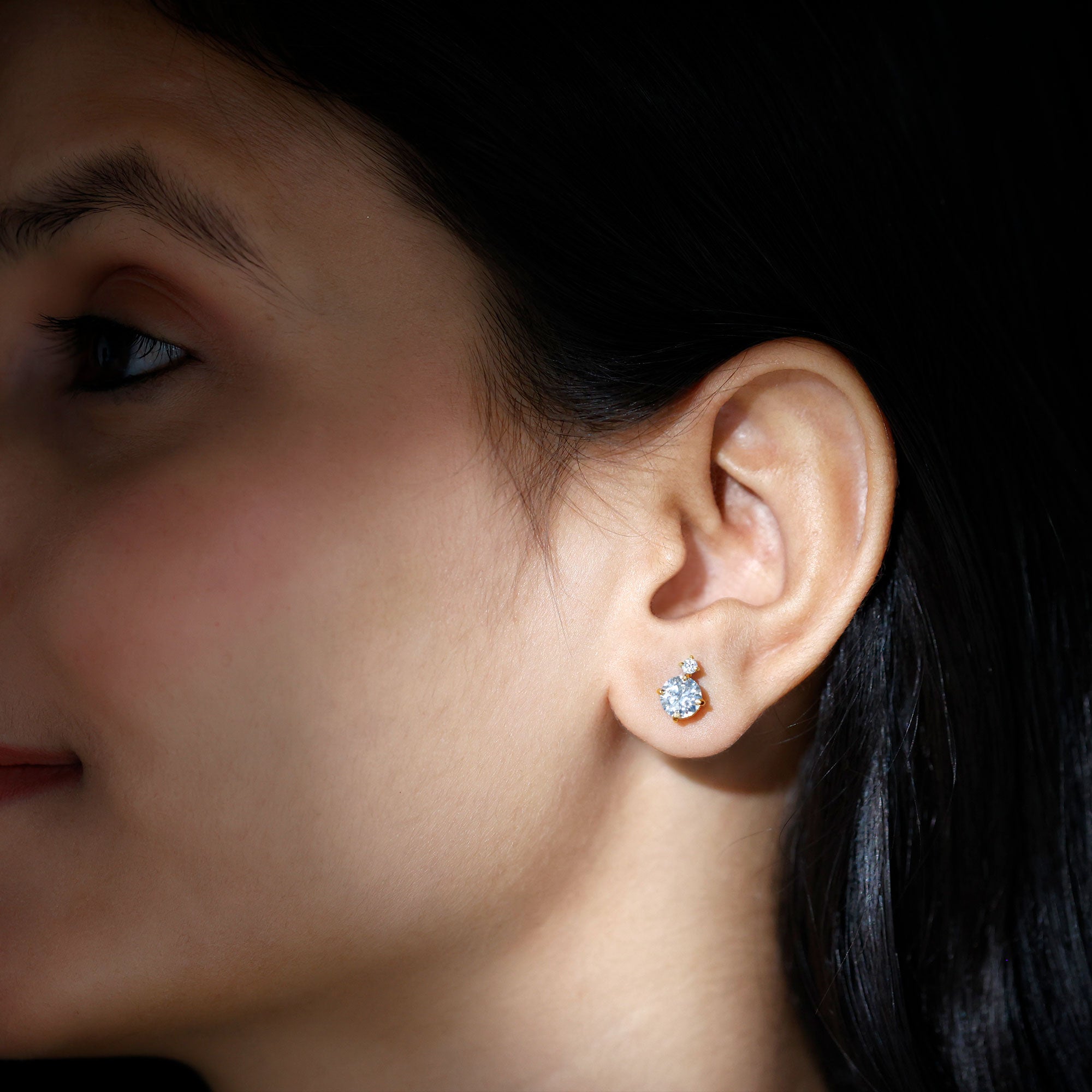 Lab 6 MM Round Diamond Solitaire Stud Earrings Lab - ( EF-VS ) - Rosec Jewels