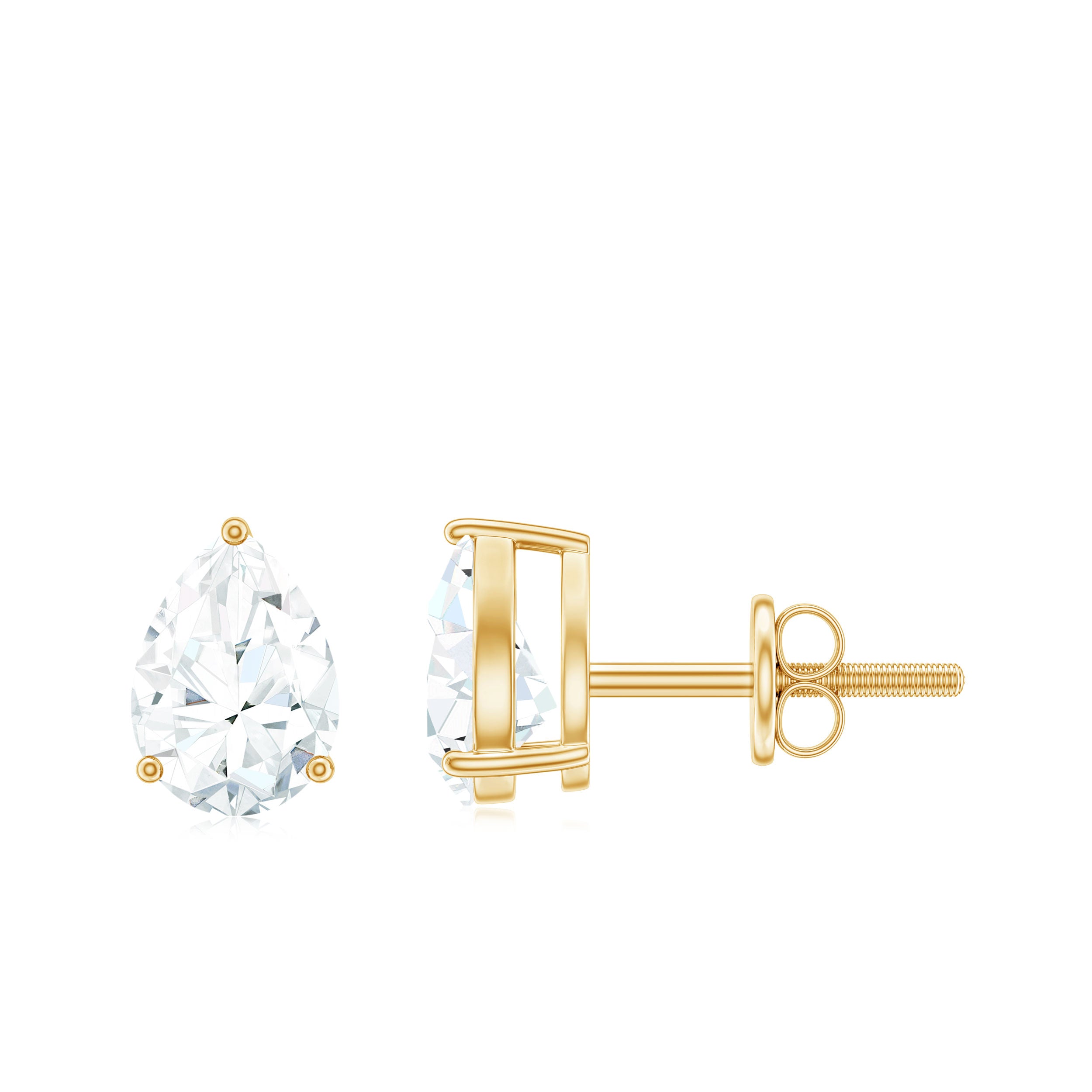 Pear Shape Lab Grown Diamond Solitaire Stud Earrings Lab - ( EF-VS ) - Rosec Jewels