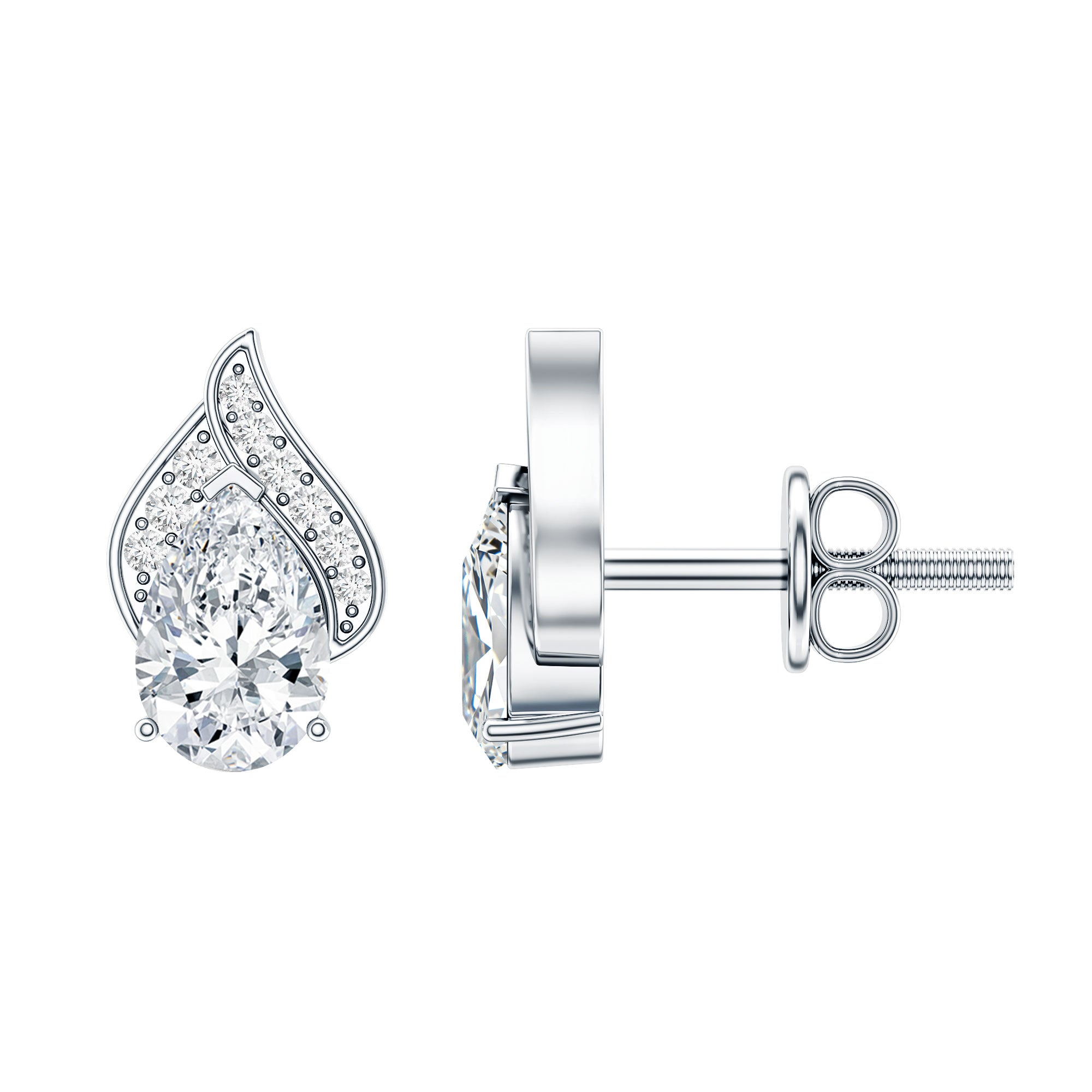 Pear Shape Lab Grown Diamond Classic Stud Earrings Lab - ( EF-VS ) - Rosec Jewels