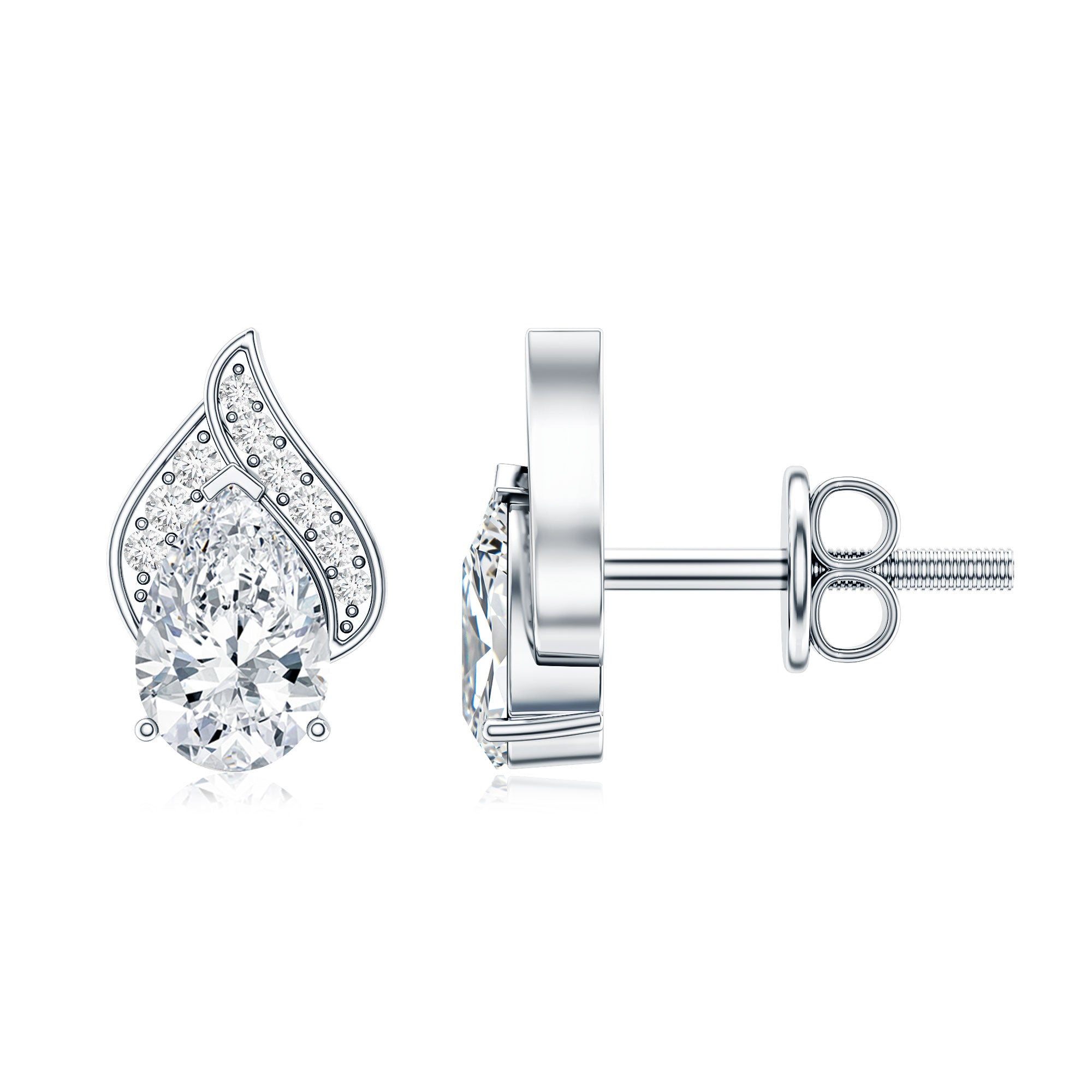 Pear Shape Lab Grown Diamond Classic Stud Earrings Lab - ( EF-VS ) - Rosec Jewels