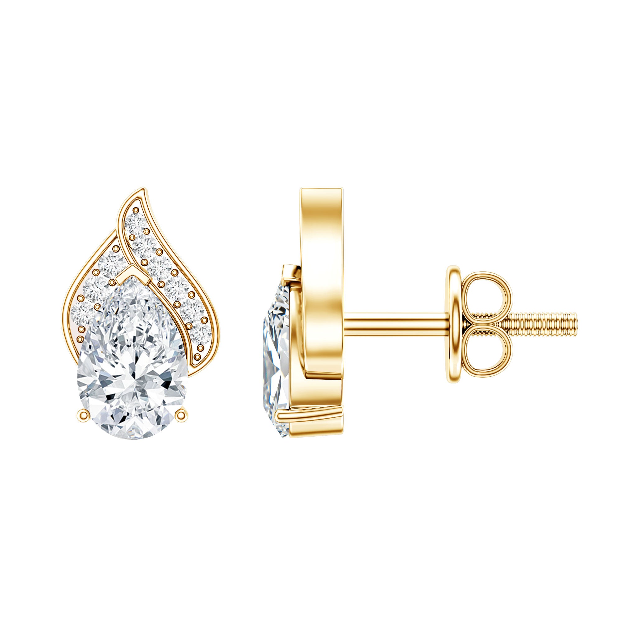 Pear Shape Lab Grown Diamond Classic Stud Earrings Lab - ( EF-VS ) - Rosec Jewels