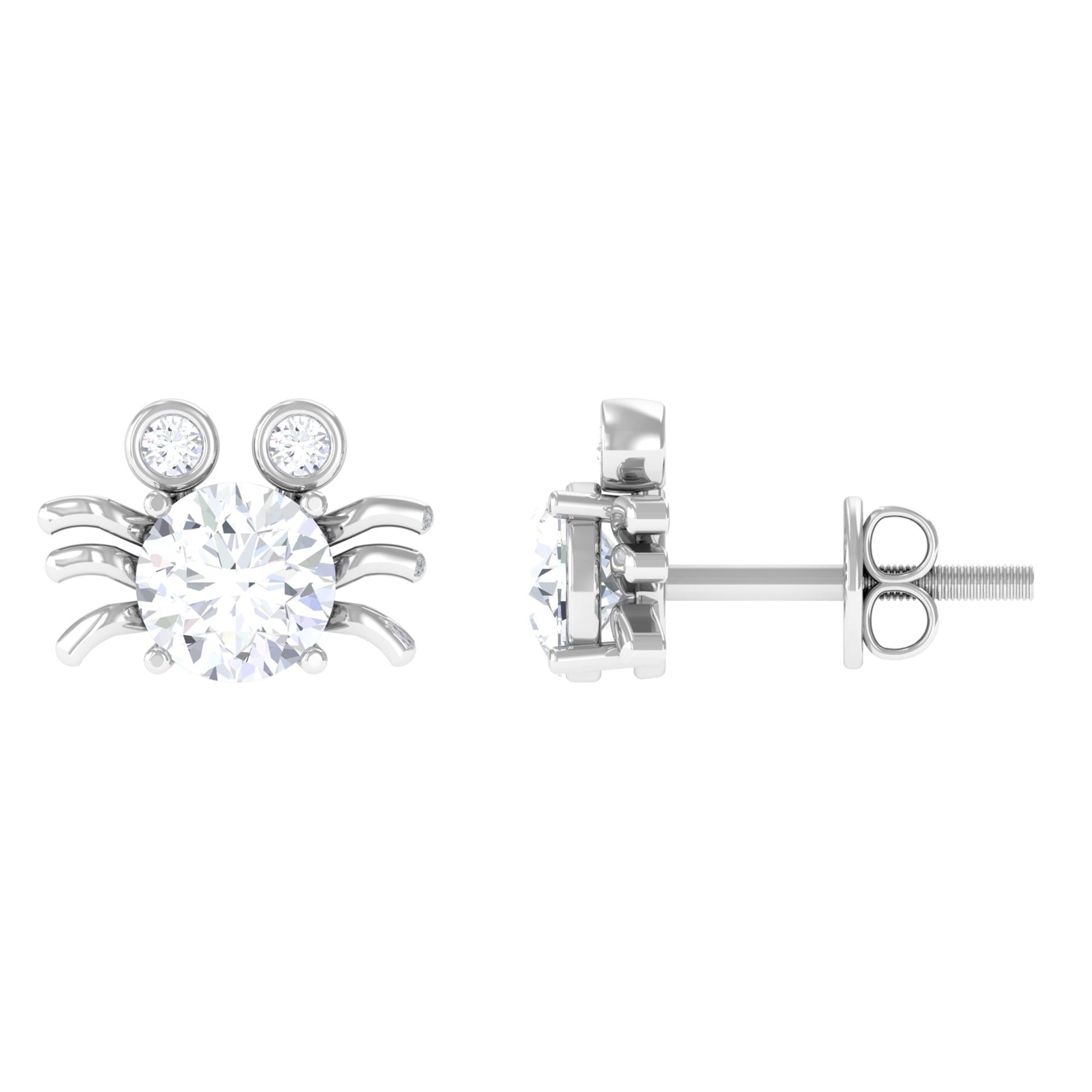 Lab Grown Diamond Spider Stud Earrings with Screw Back Lab - ( EF-VS ) - Rosec Jewels