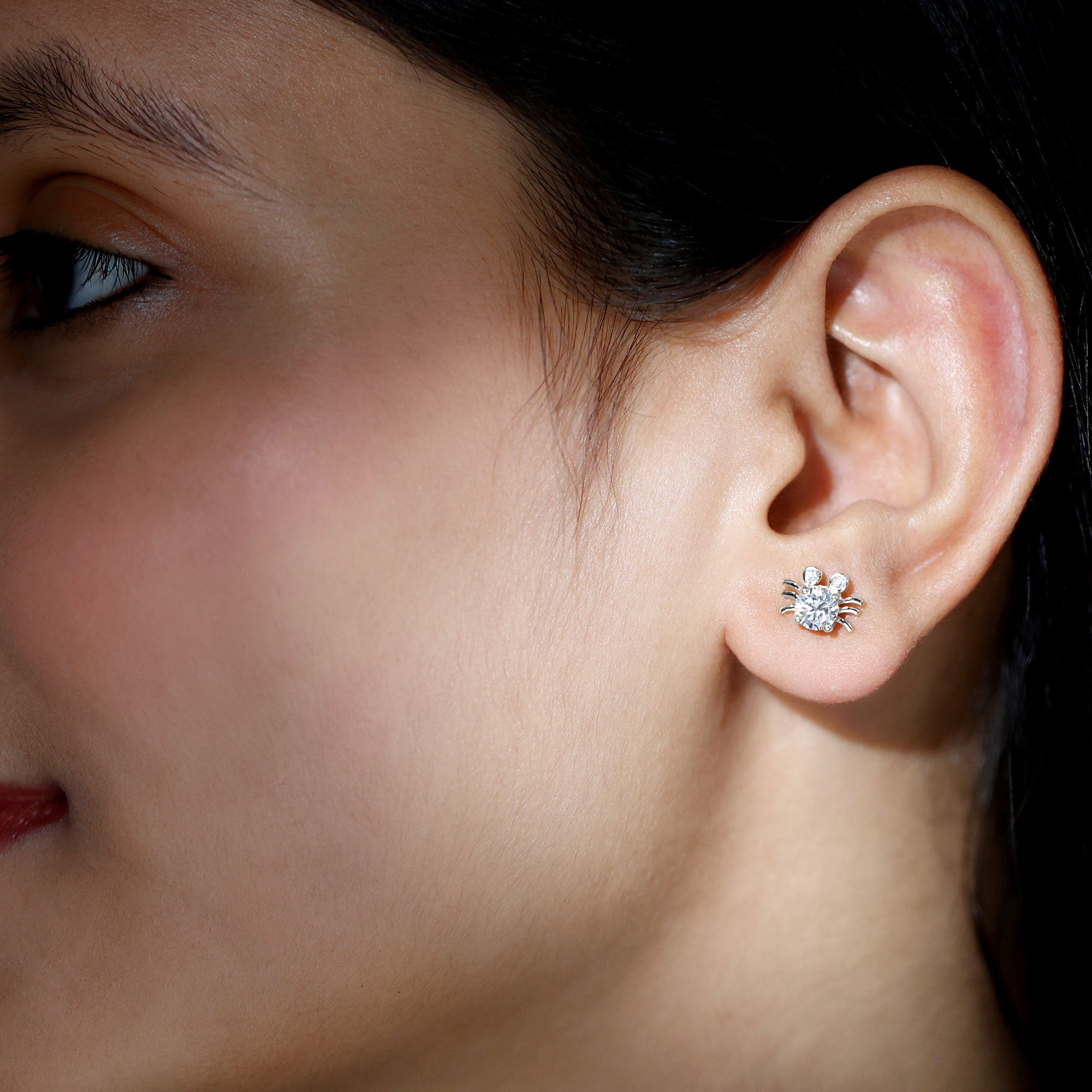 Lab Grown Diamond Spider Stud Earrings with Screw Back Lab - ( EF-VS ) - Rosec Jewels