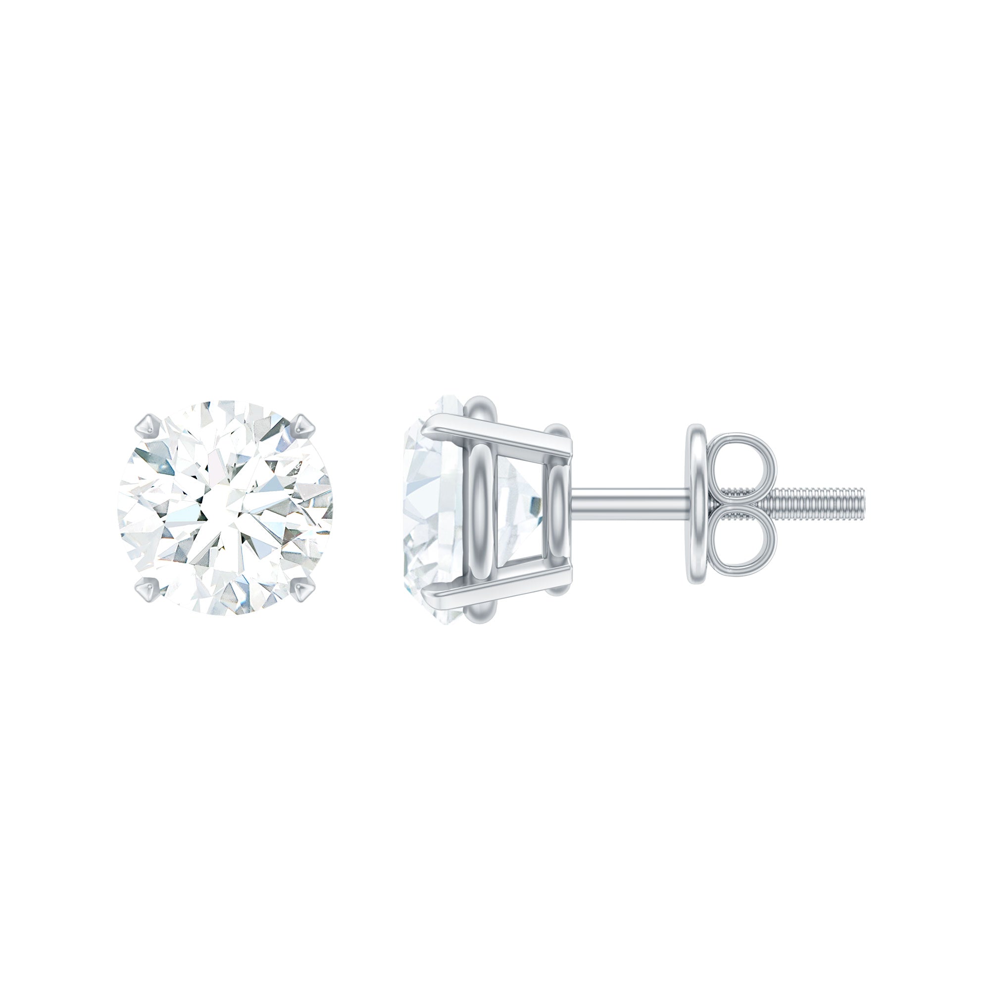 Lab Grown Diamond Solitaire Stud Earrings with Screw Back