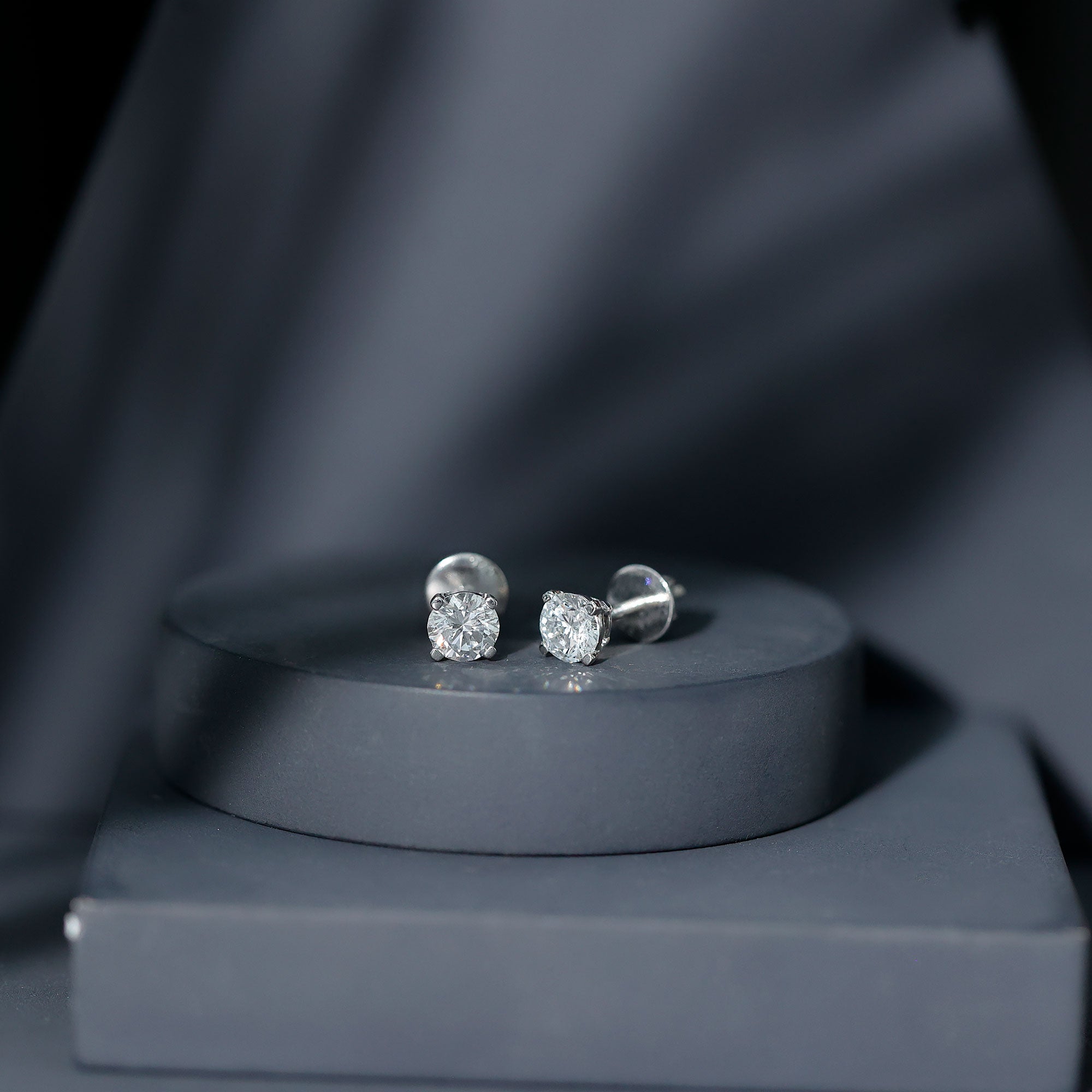 Certified 1 Carat Lab Grown Diamond Stud Earrings with Screw Back Lab - ( EF-VS ) 92.5 Sterling Silver - Rosec Jewels