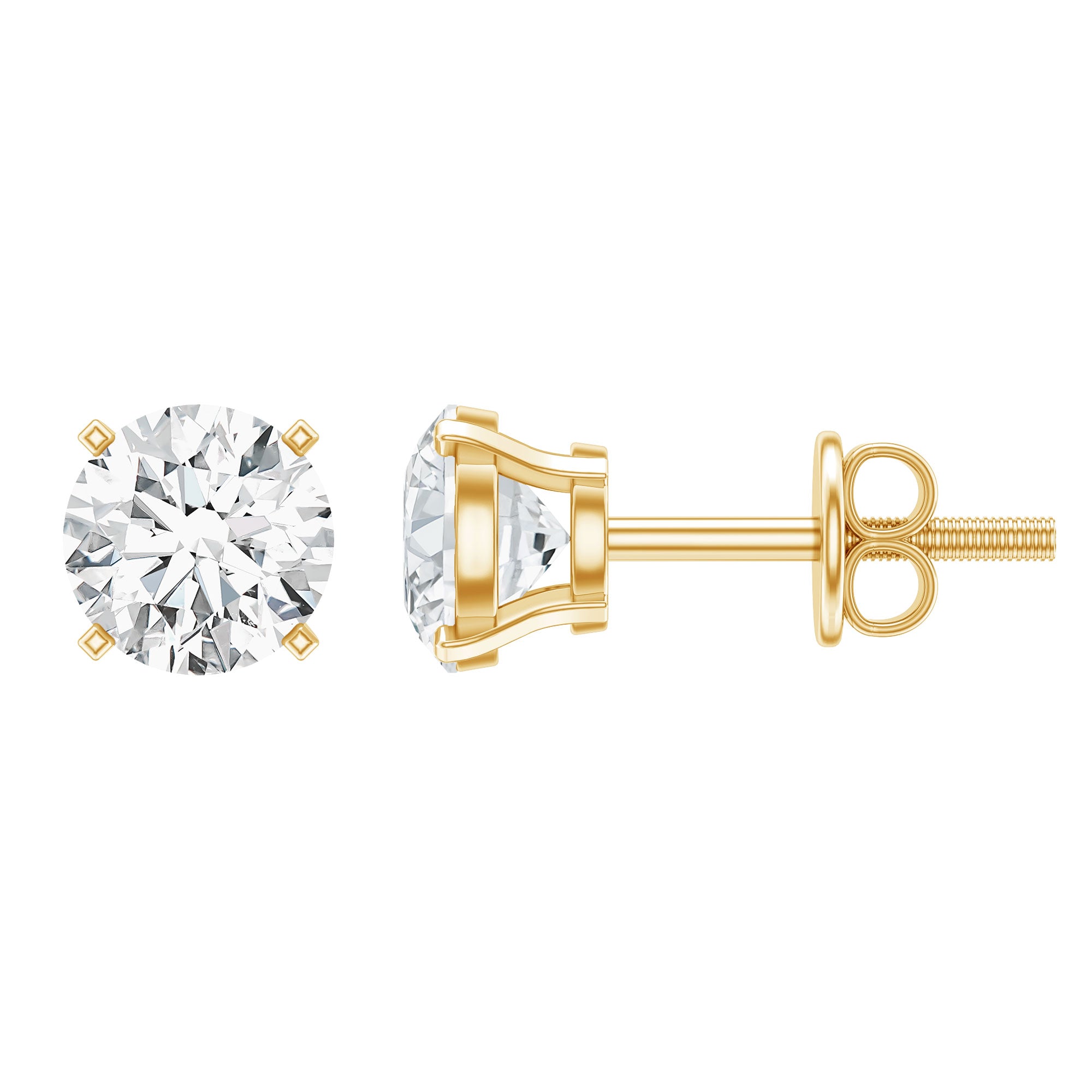 Brilliant Cut Lab Grown Diamond 1 Carat Stud Earrings Lab - ( EF-VS ) - Rosec Jewels