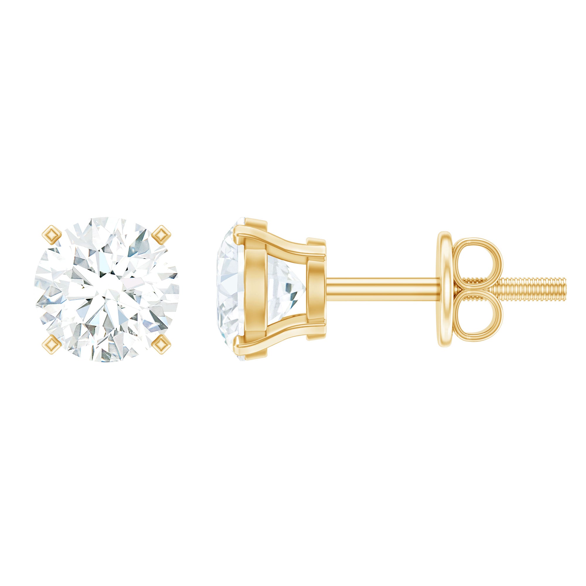 Rosec Jewels-Certified 1 Carat Lab Grown Diamond Stud Earrings with Screw Back