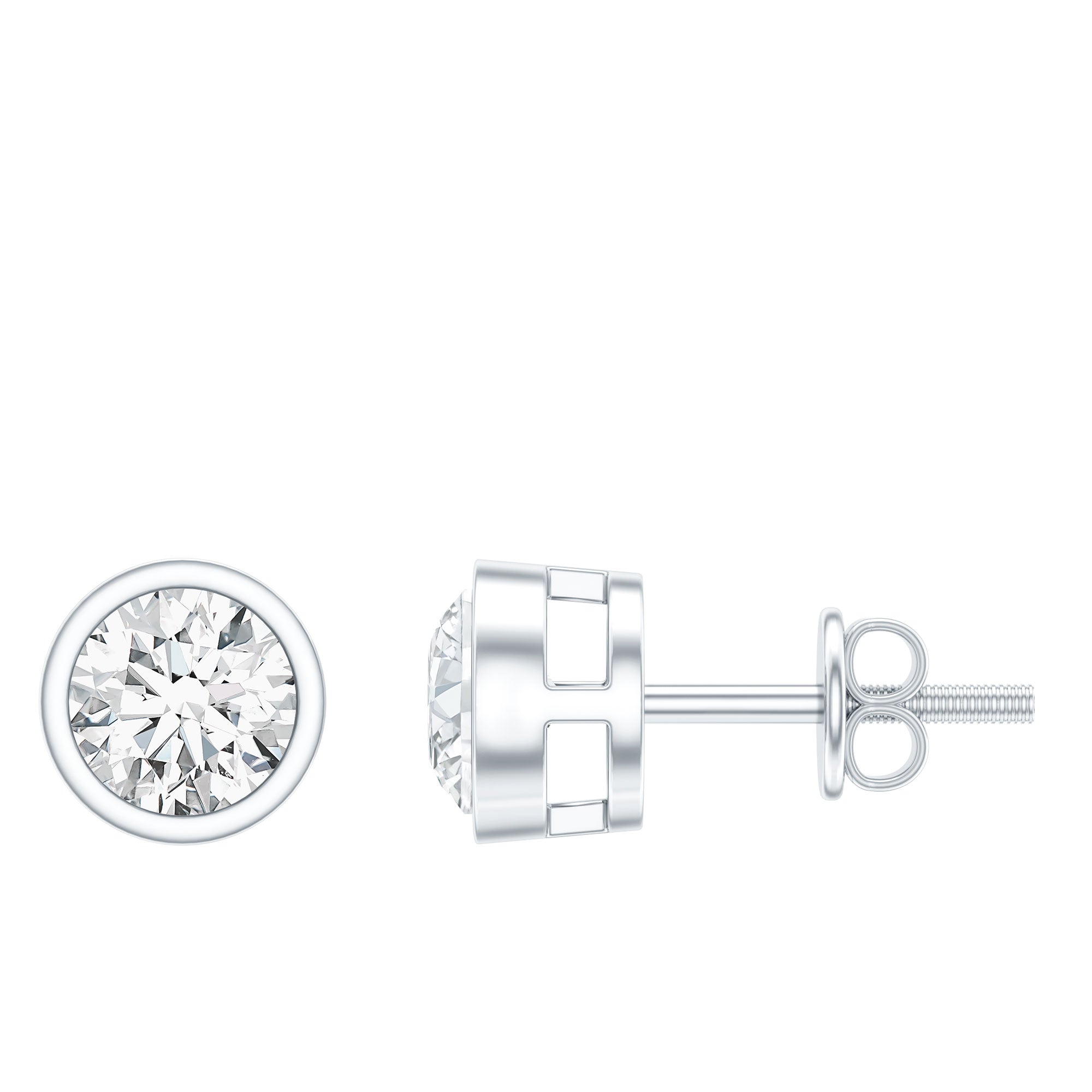 Solitaire Lab Grown Diamond Dainty Stud Earrings Lab - ( EF-VS ) - Rosec Jewels