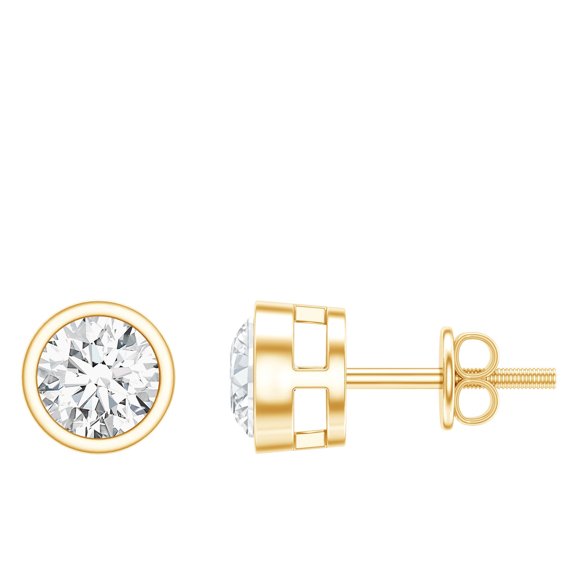 Solitaire Lab Grown Diamond Dainty Stud Earrings Lab - ( EF-VS ) - Rosec Jewels