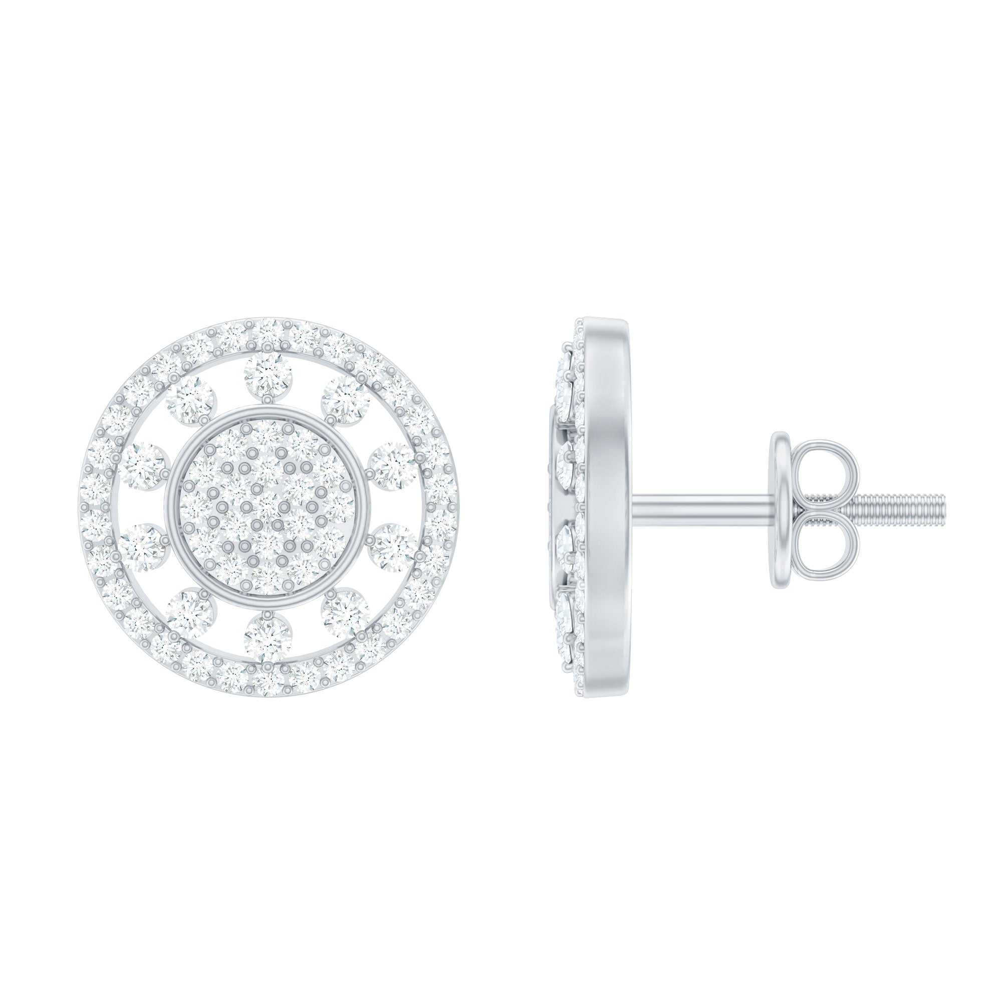 Certified Diamond Statement Ear Studs Natural - ( HI-SI ) - Rosec Jewels