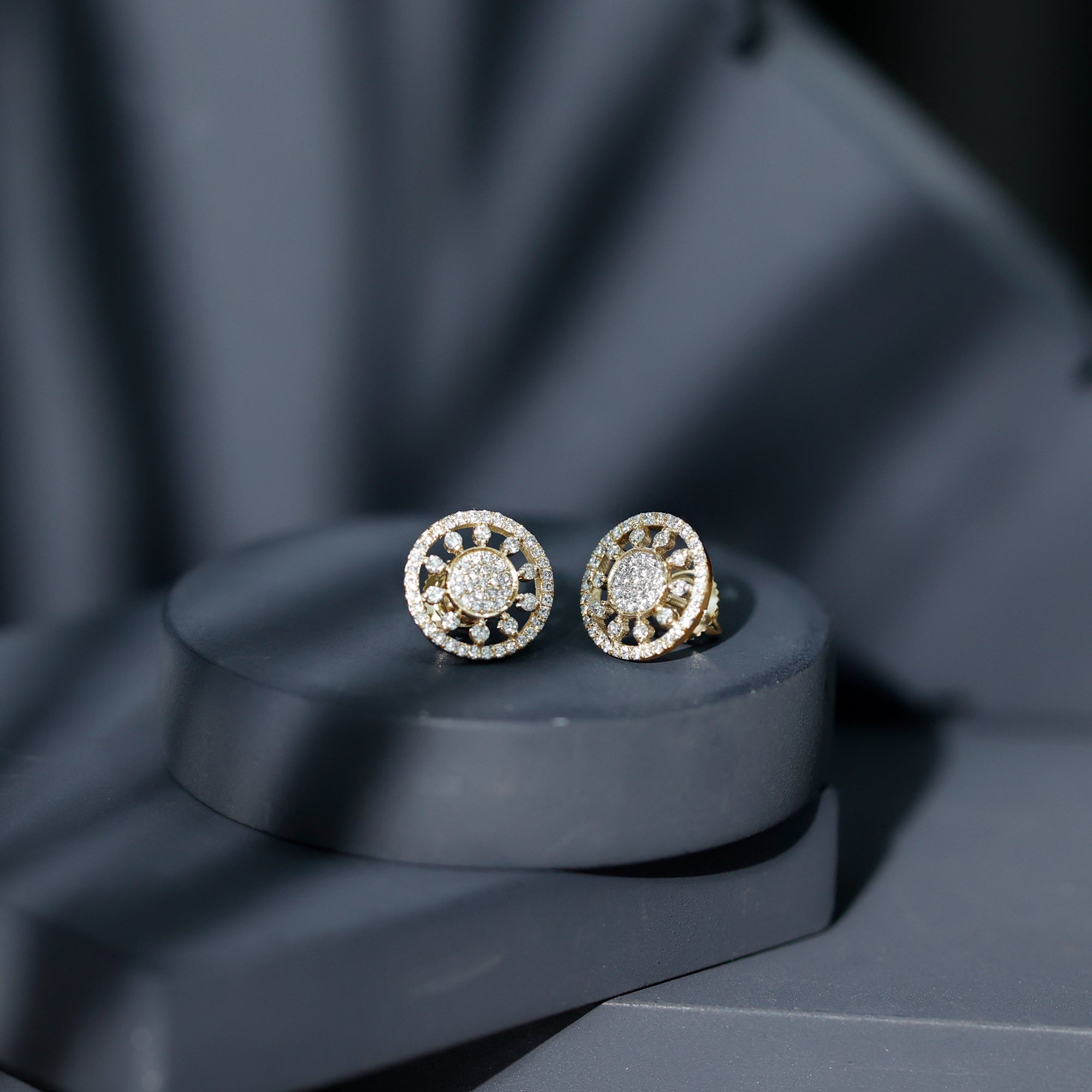 Certified Diamond Statement Ear Studs Natural - ( HI-SI ) - Rosec Jewels
