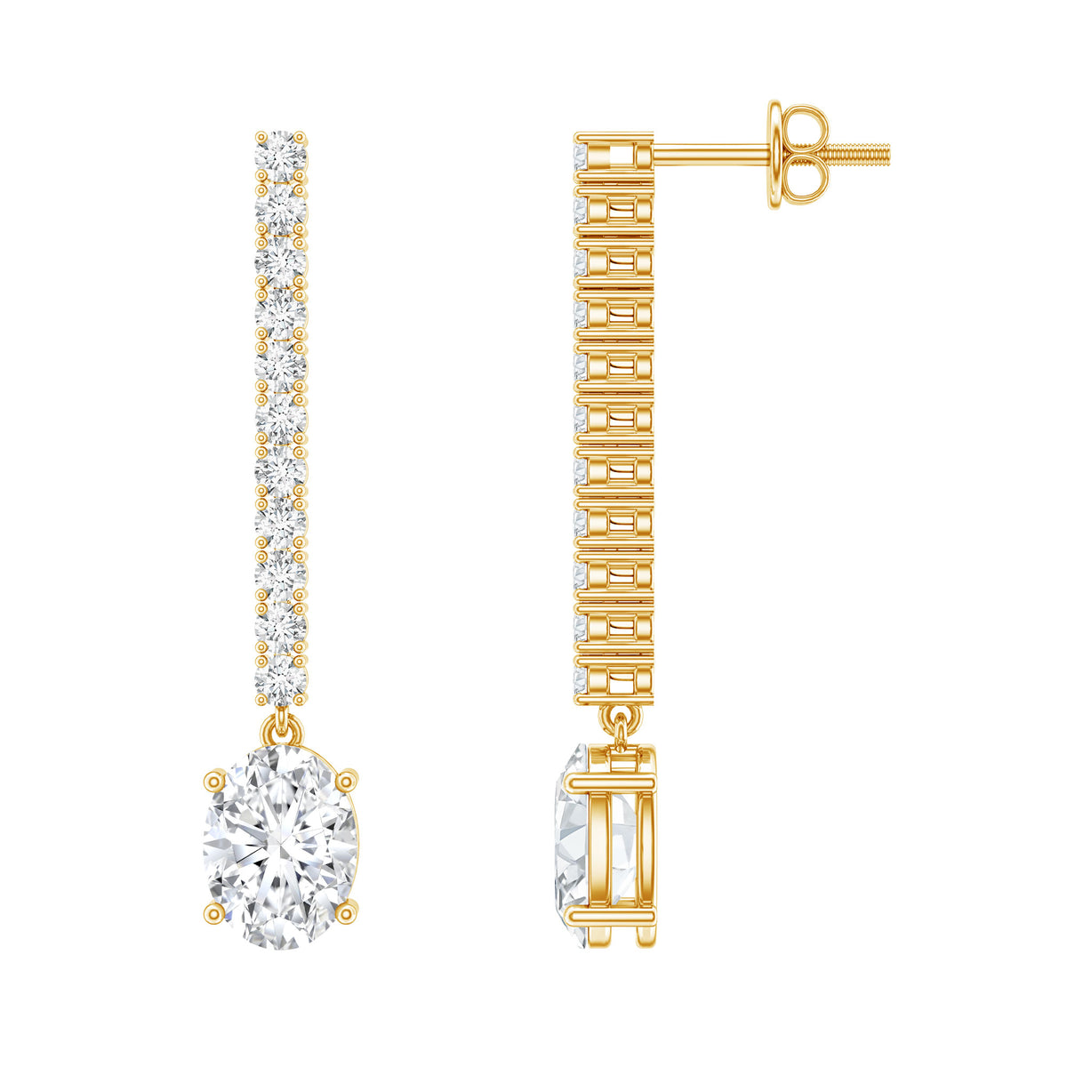 2 Carat Lab Grown Diamond Bridal Drop Earrings with IGI Certificate Lab - ( E-VS1 ) - Rosec Jewels