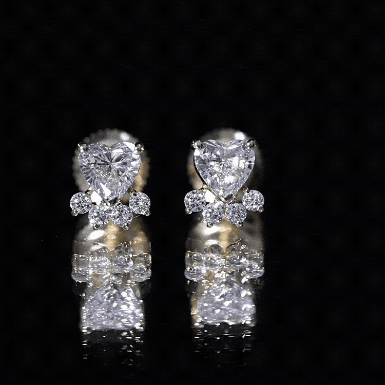 Natural Diamond Paw Stud Earrings for Women Natural - ( HI-SI ) - Rosec Jewels