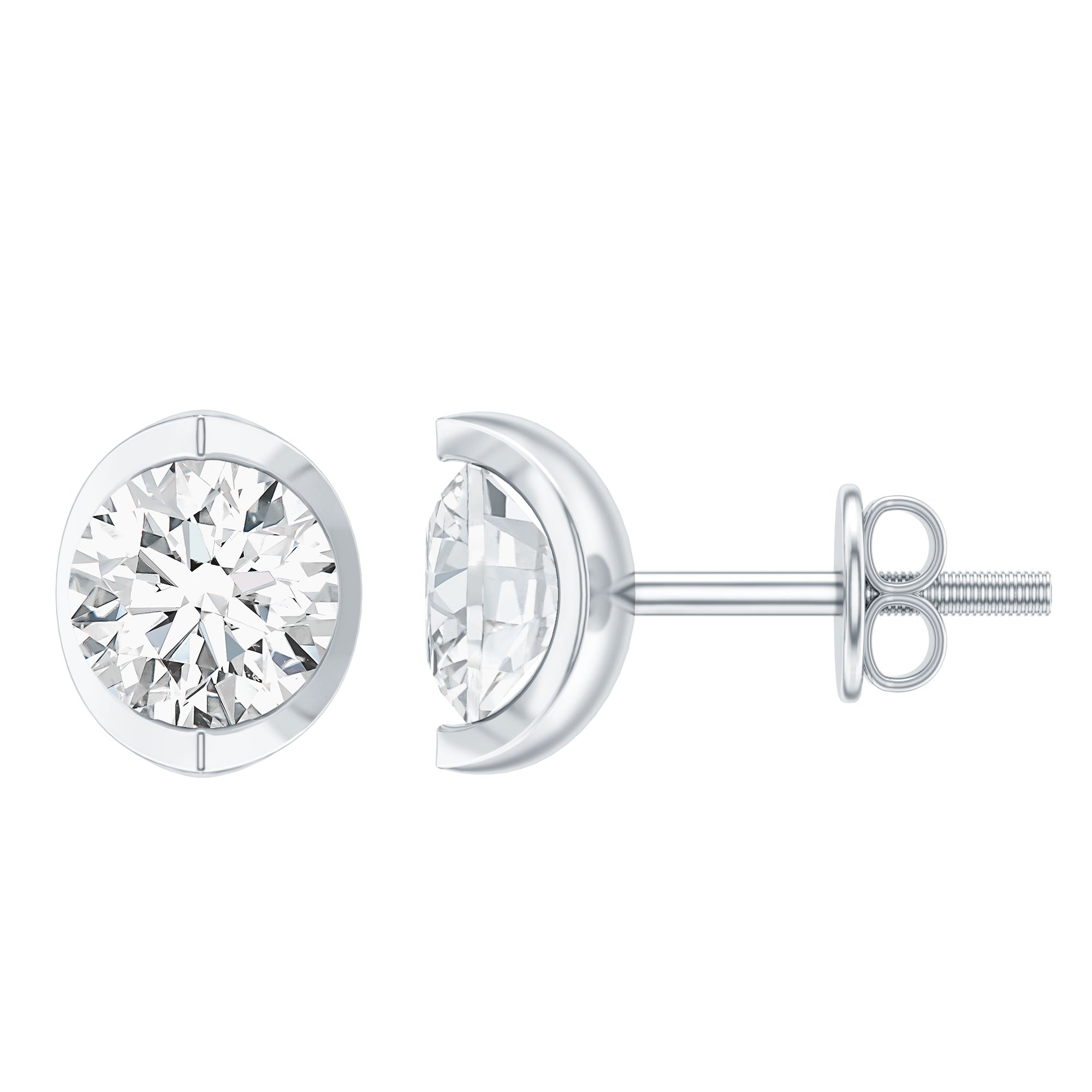 Minimalist 0.63 Carat Round Moissanite Solitaire Stud Earrings