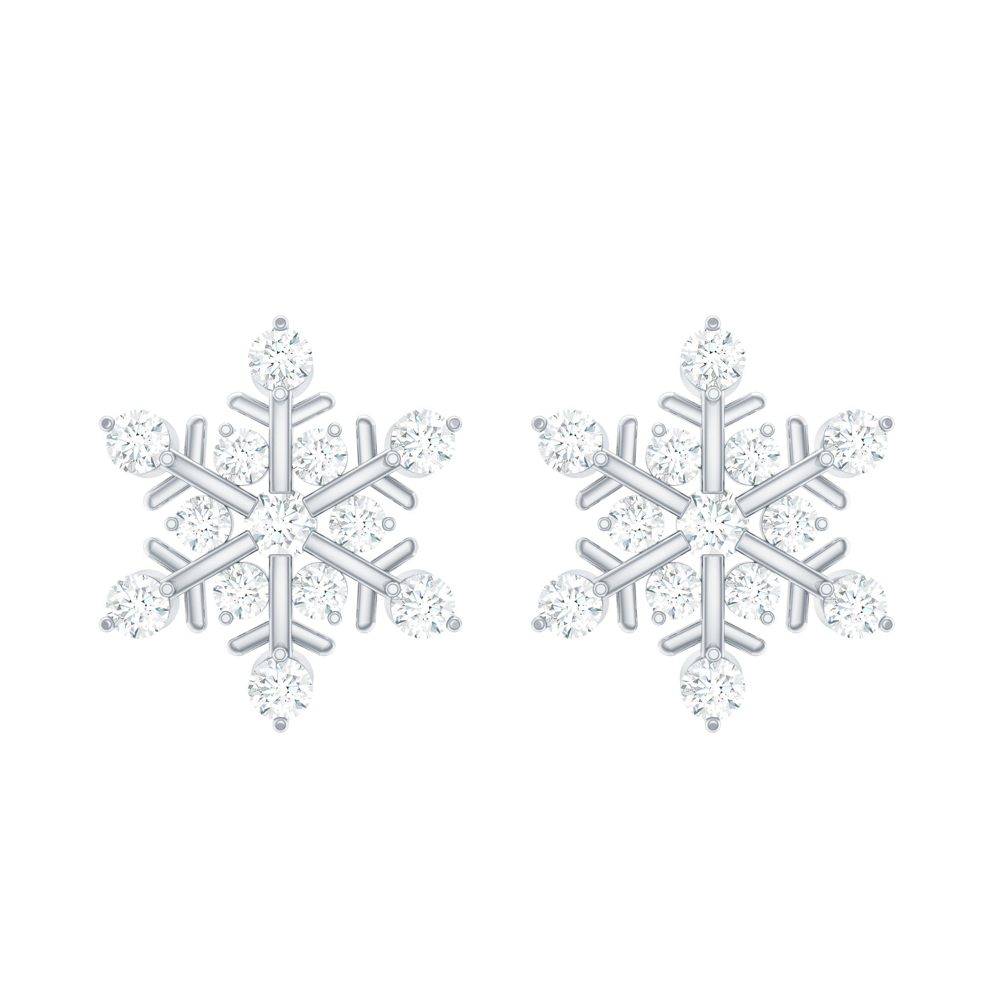 Rosec Jewels-Certified Diamond Snowflake Stud Earrings with Screw Back