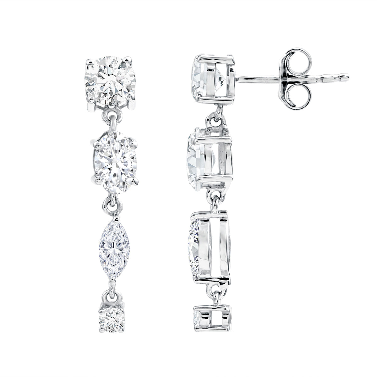 Rosec Jewels-Multi Shape Lab Grown Diamond Dangle Earrings For Bride