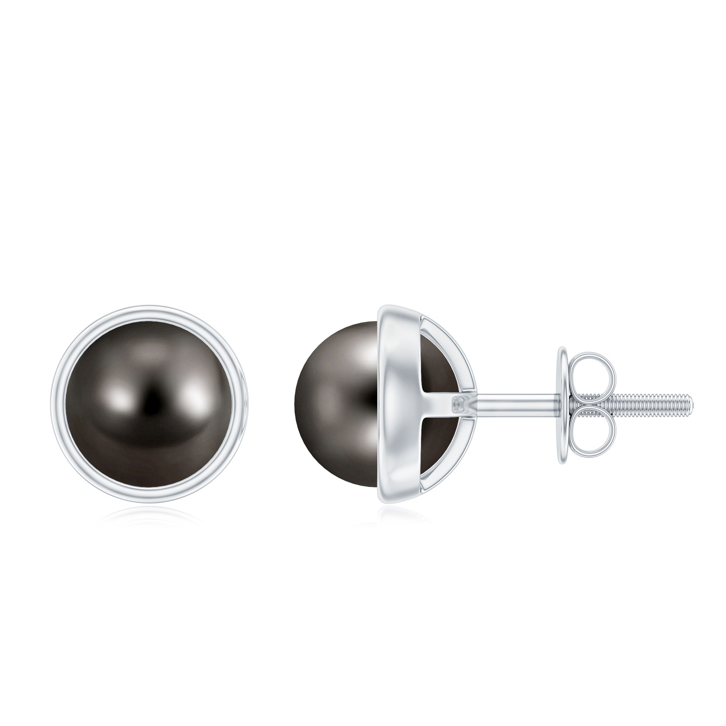 Genuine 10MM Tahitian Black Pearl Stud Earring With Certificate