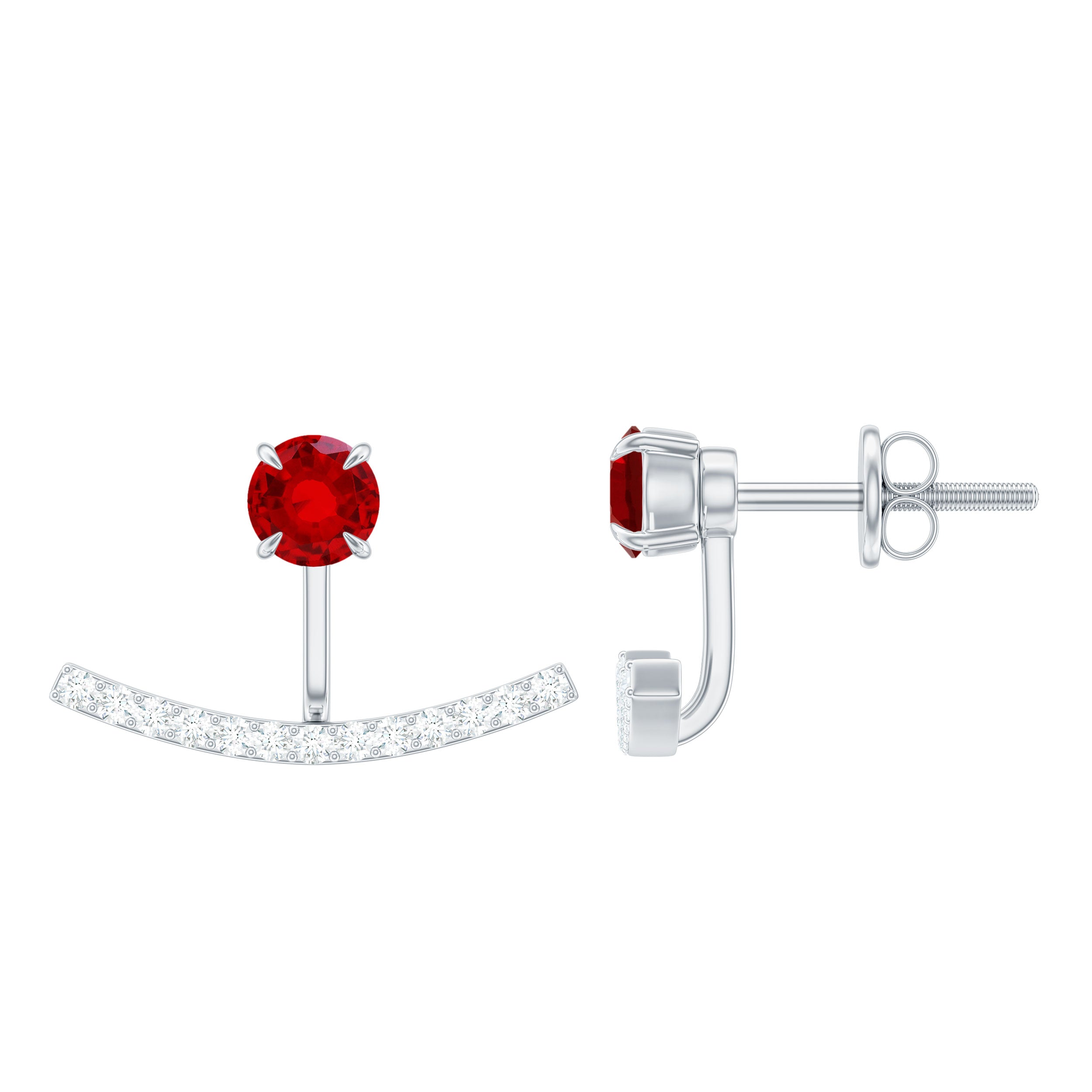 1 CT Lab Grown Ruby and Diamond Classic Jacket Earrings Lab Created Ruby - ( AAAA ) - Quality - Rosec Jewels