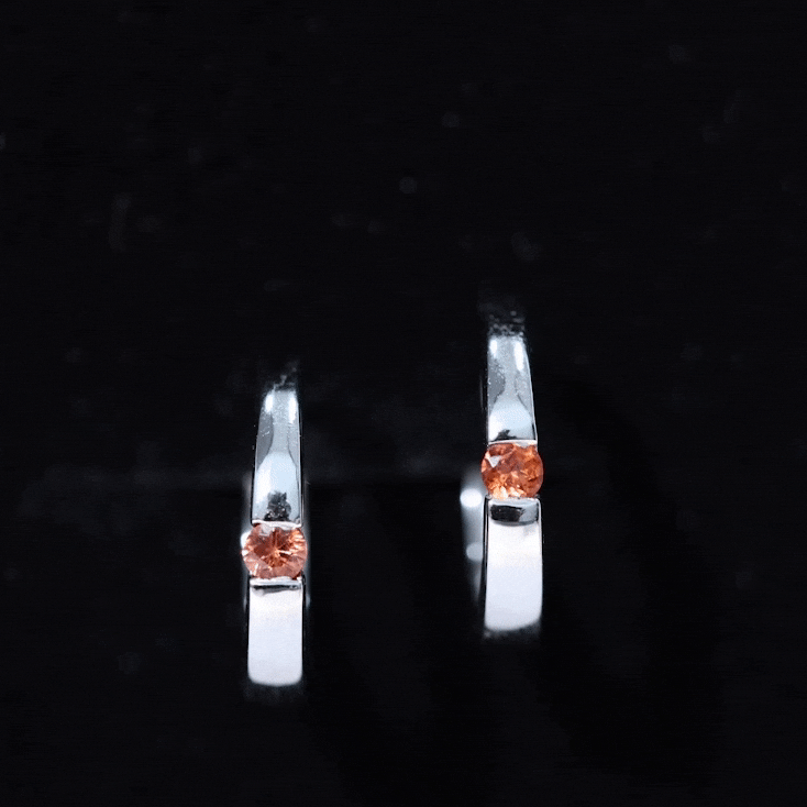 Minimal Orange Sapphire Hinged Hoop Earrings in Tension Mount Setting Orange Sapphire - ( AAA ) - Quality - Rosec Jewels