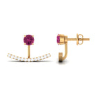 Classic Pink Tourmaline Jacket Earrings with Diamond Pink Tourmaline - ( AAA ) - Quality - Rosec Jewels