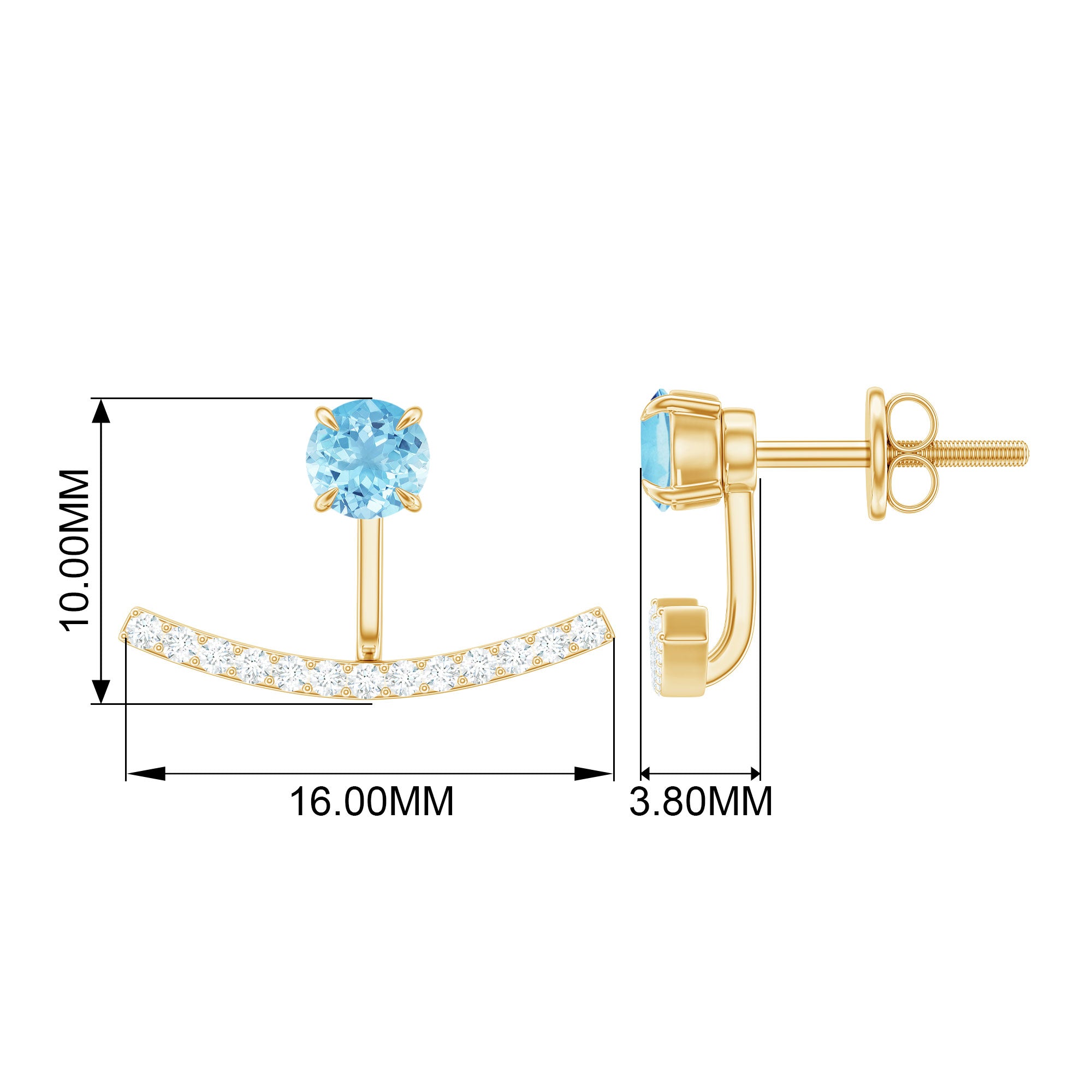 Classic Aquamarine and Diamond Earring Jacket Aquamarine - ( AAA ) - Quality - Rosec Jewels