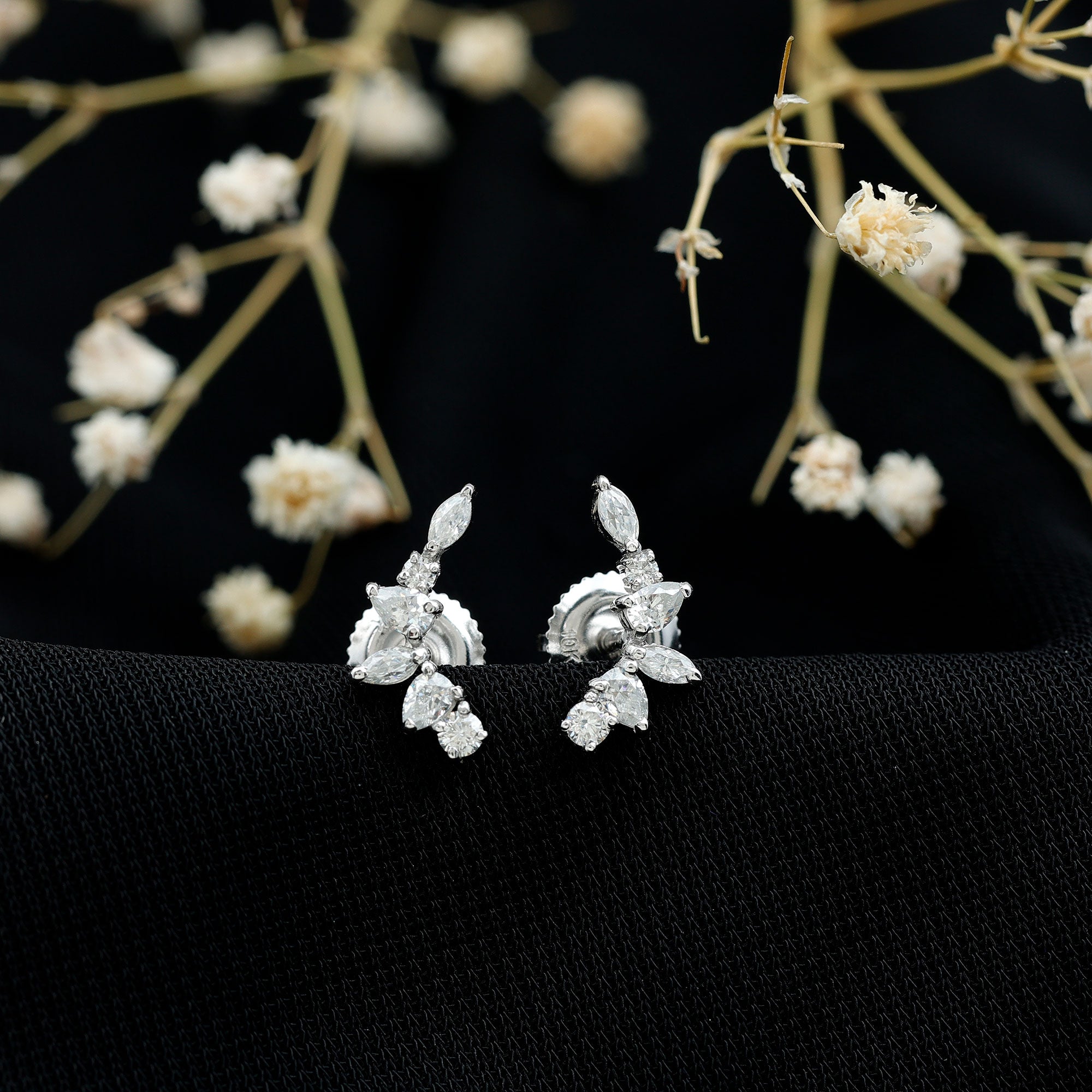Certified Moissanite Climber Earrings D-VS1 - Rosec Jewels