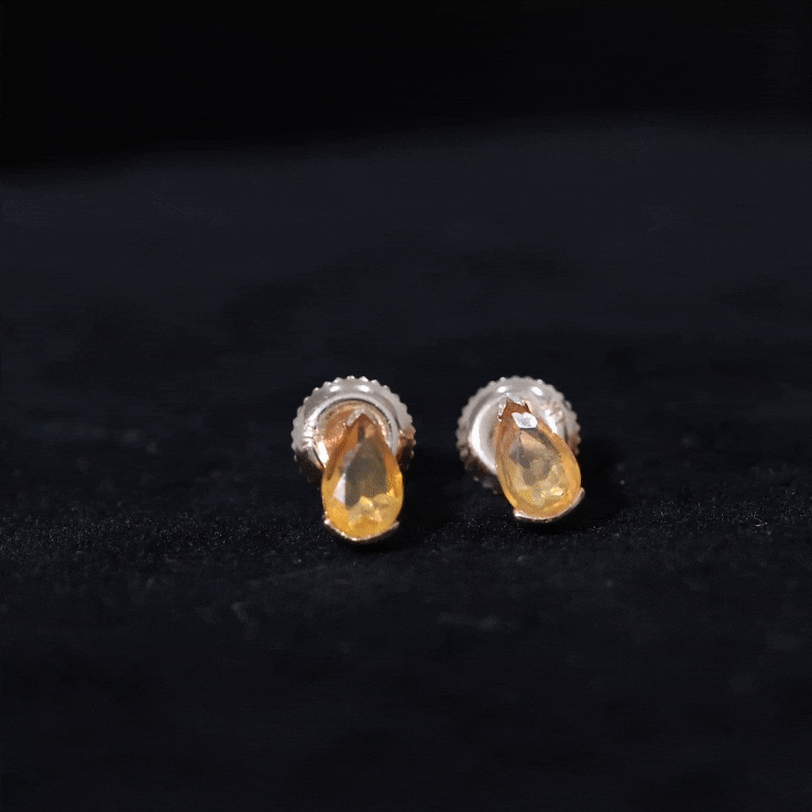 Natural 1 Carat Fire Opal Teardrop Stud Earrings AAA - Rosec Jewels