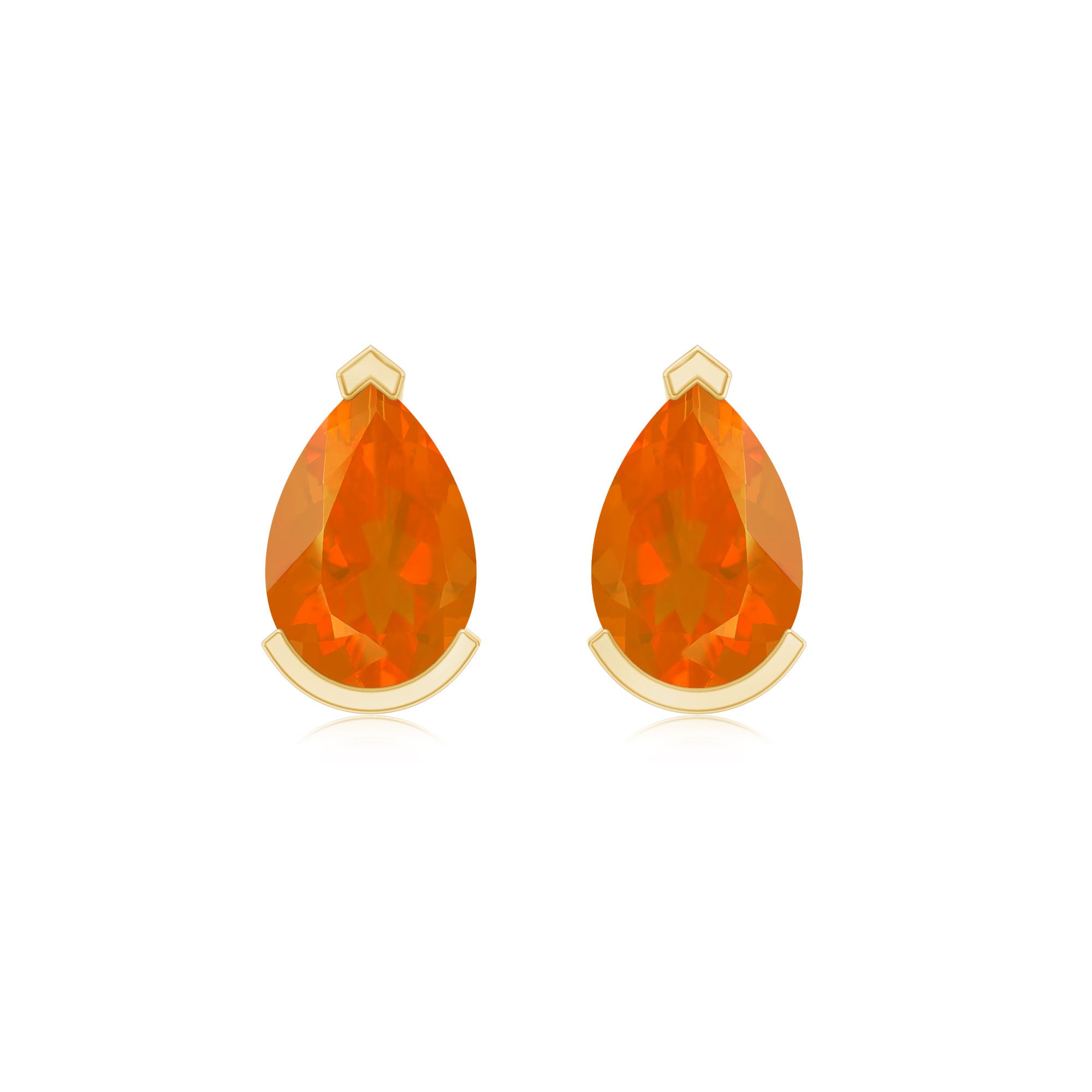 Natural 1 Carat Fire Opal Teardrop Stud Earrings AAA - Rosec Jewels