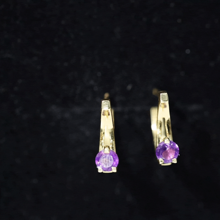 Solitaire Amethyst J Hoop Earrings for Women AAA - Rosec Jewels