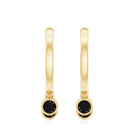 Bezel Set Black Onyx Hoop Drop Earrings Black Onyx - ( AAA ) - Quality - Rosec Jewels