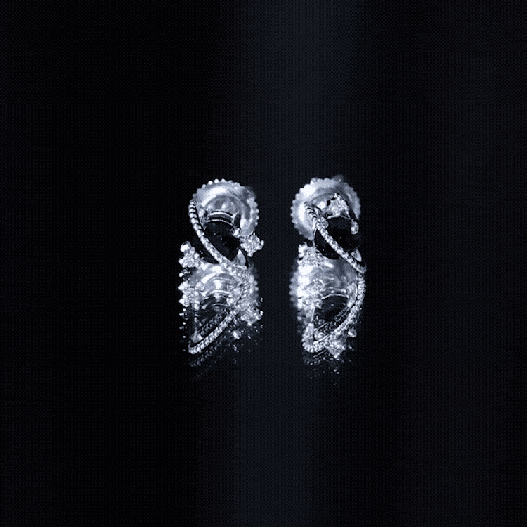 Black Spinel Celestial Stud Earrings with Diamond Stones AAA - Rosec Jewels