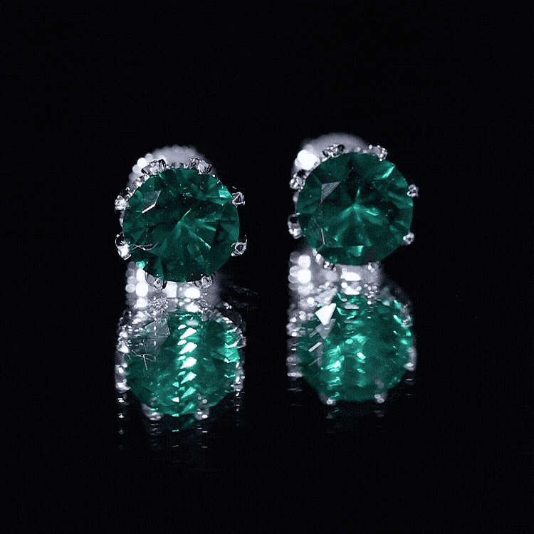 4 Carat Certified Lab Created Emerald Floral Stud Earrings AAAA - Rosec Jewels