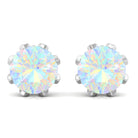 4.50 CT Ethiopian Opal Solitaire Stud Earrings with Diamond Ethiopian Opal - ( AAA ) - Quality - Rosec Jewels