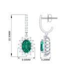 Princess Diana Inspired Lab Grown Emerald Drop Earrings With Moissanite Lab Created Emerald - ( AAAA ) - Quality - Rosec Jewels