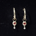 0.25 CT Bezel Set Orange Sapphire and Diamond Simple Hoop Drop Earrings Orange Sapphire - ( AAA ) - Quality - Rosec Jewels