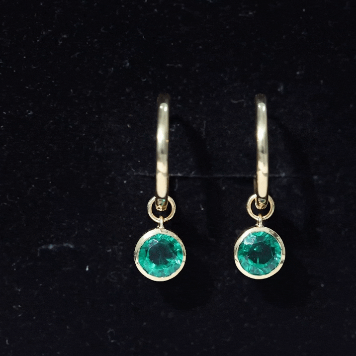 1.6 Carat Bezel Set Lab Grown Emerald Hinged Hoop Earrings AAAA - Rosec Jewels