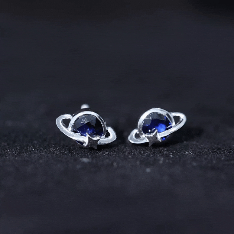 2 CT Solitaire Blue Sapphire Celestial Stud Earrings in Bezel Setting AAA - Rosec Jewels
