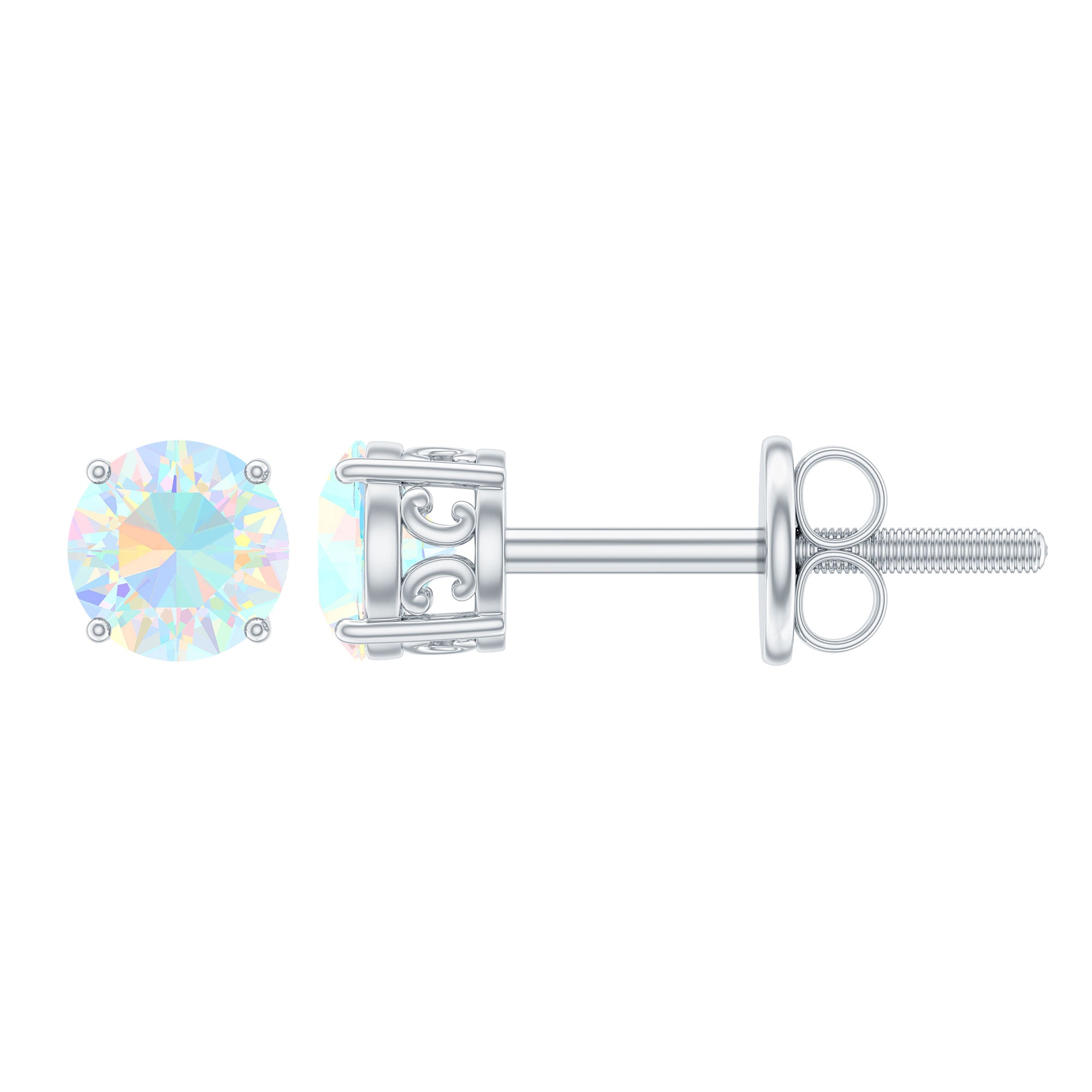 0.50 CT Ethiopian Opal Solitaire Stud Earrings in 4 Prong Setting Ethiopian Opal - ( AAA ) - Quality - Rosec Jewels