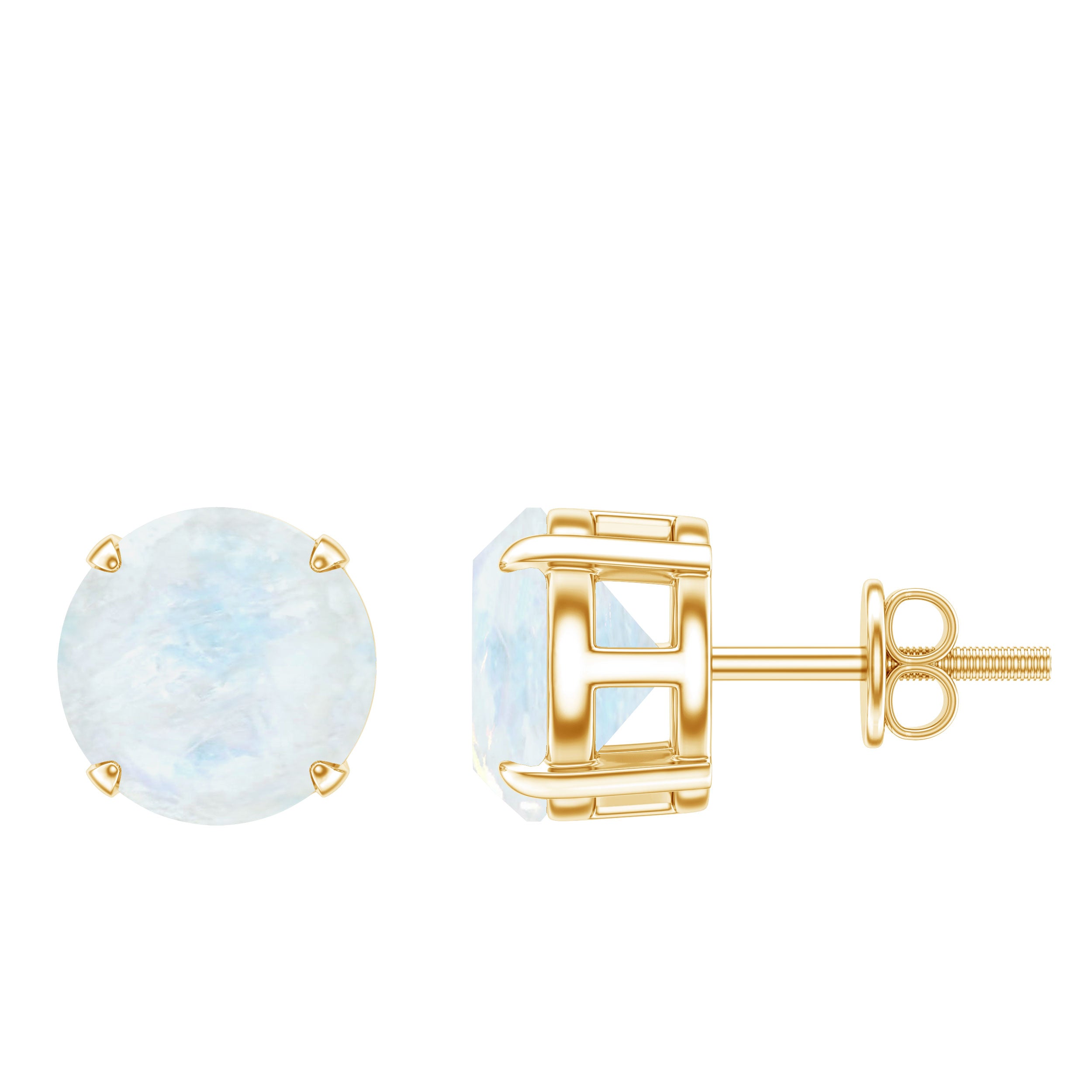 Claw Set Solitaire Moonstone Stud Earrings AAA - Rosec Jewels